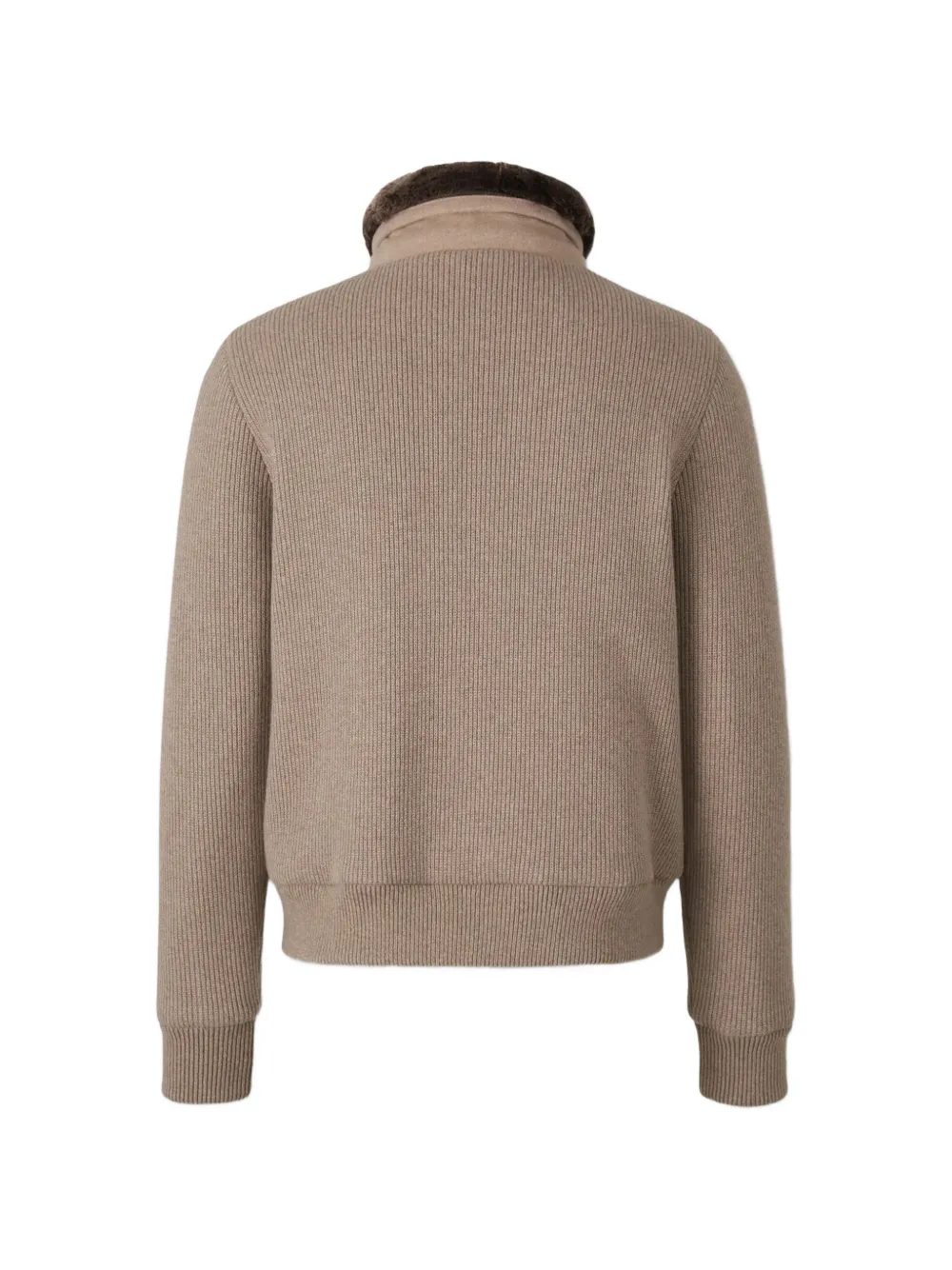 Moorer Levion ribbed-knit panelled jacket Beige