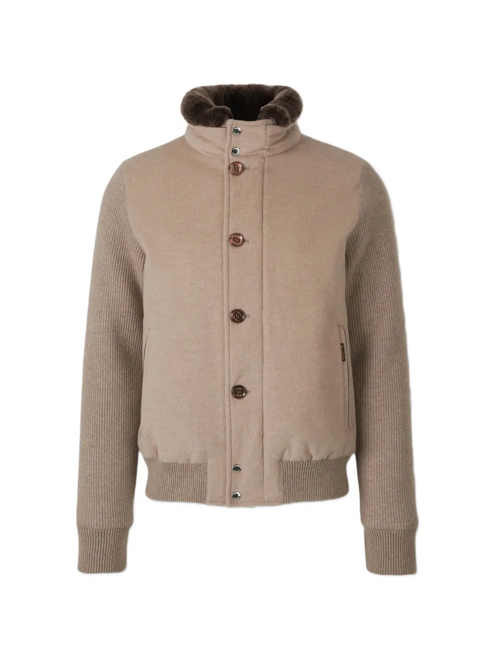 Moorer Levion ribbed-knit panelled jacket - Neutrals