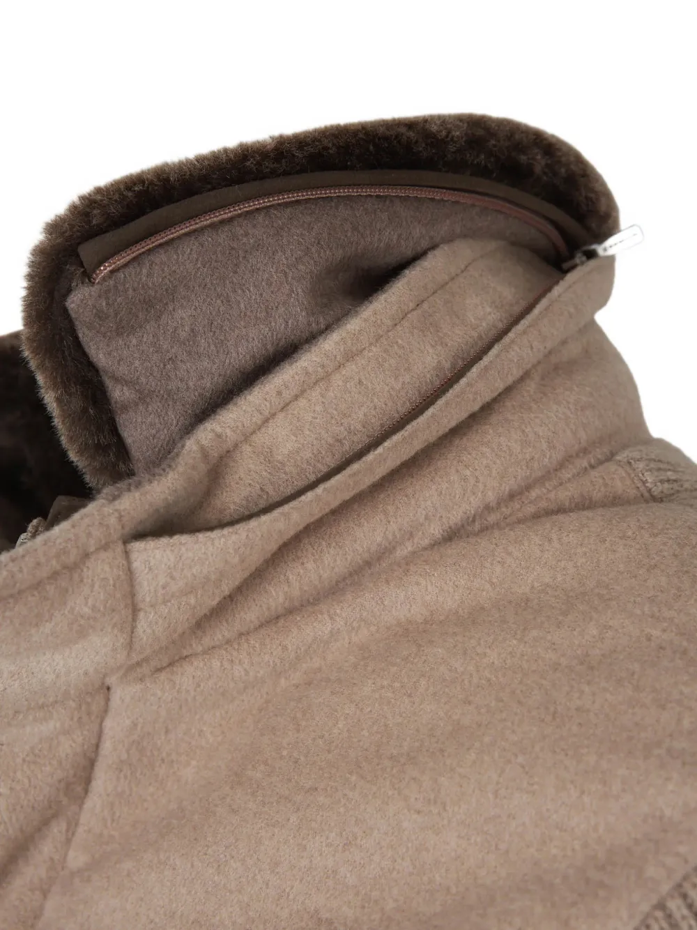 Moorer Levion ribbed-knit panelled jacket Beige