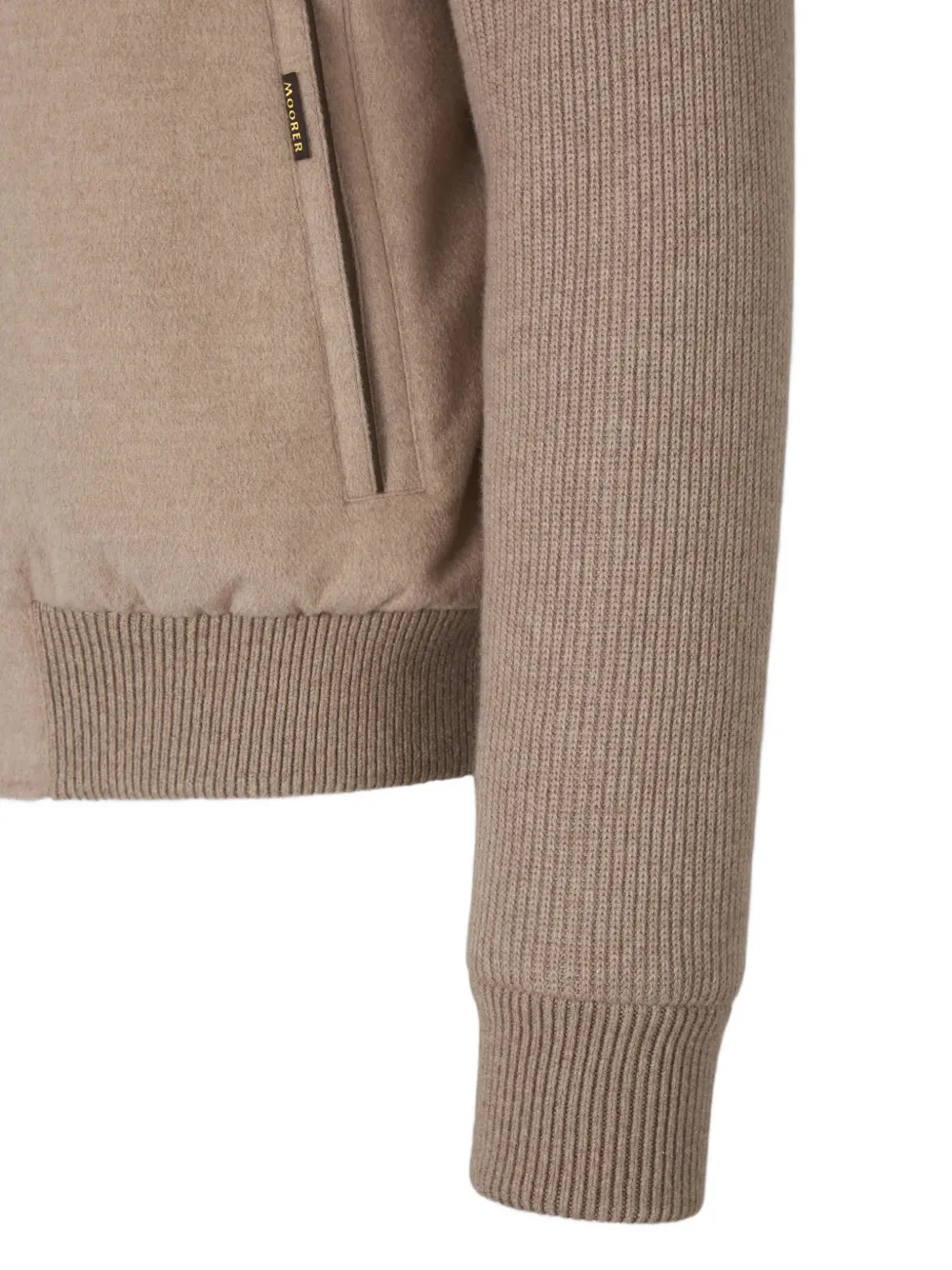 Moorer Levion ribbed-knit panelled jacket Beige