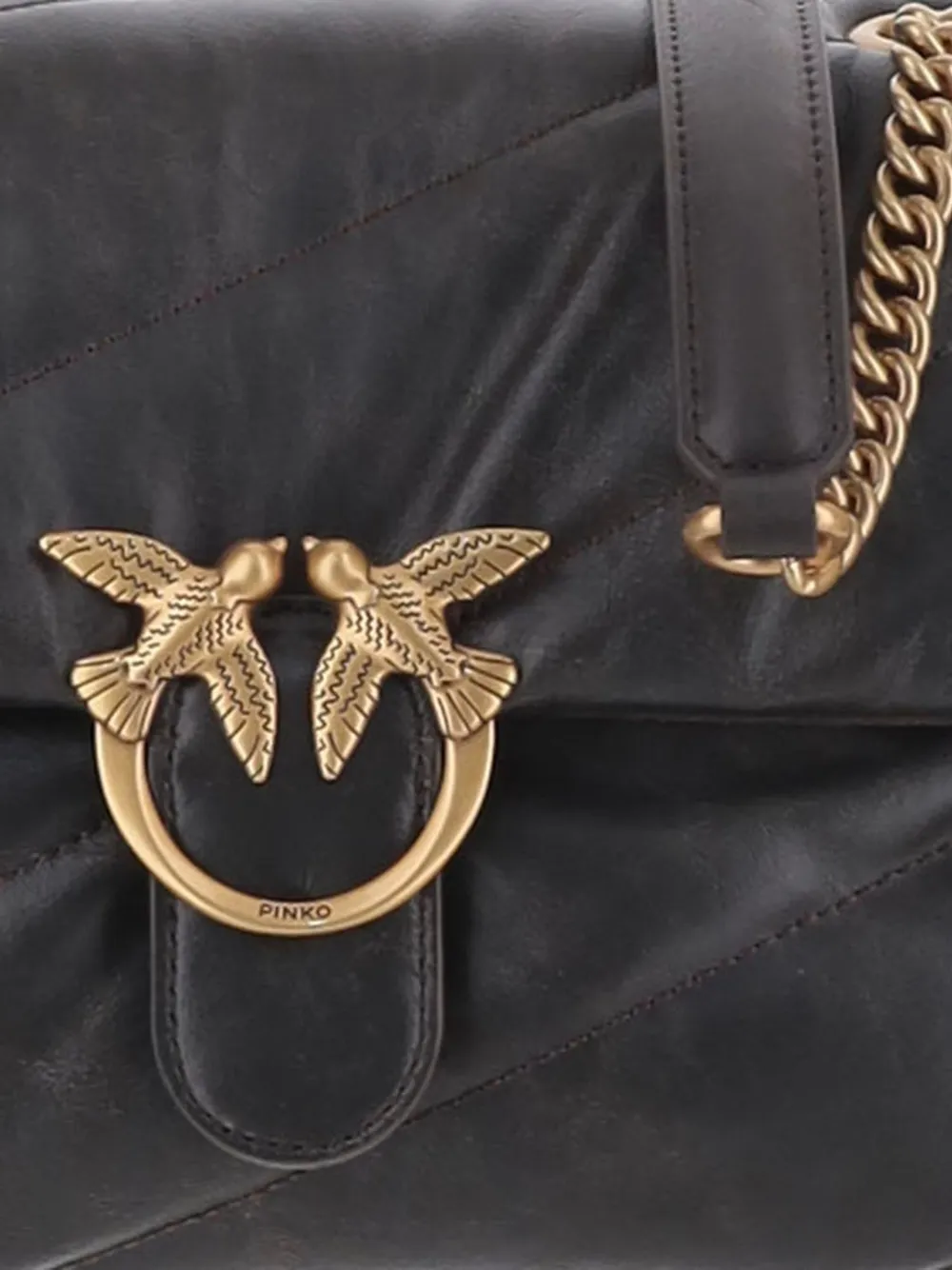 PINKO Love Birds quilted-design shoulder bag Bruin