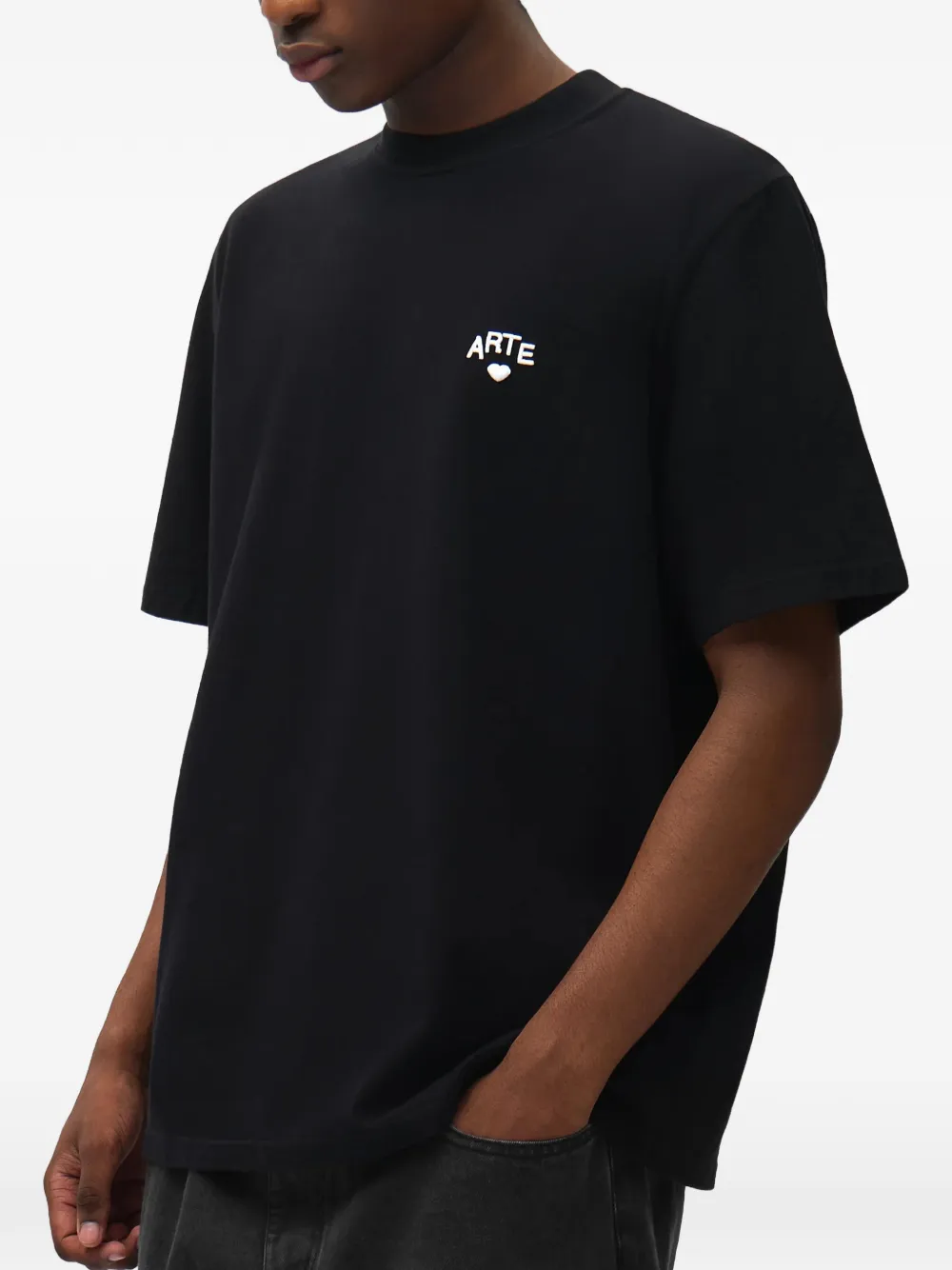 Arte Antwerp Cor logo-embroidered heart T-shirt Zwart