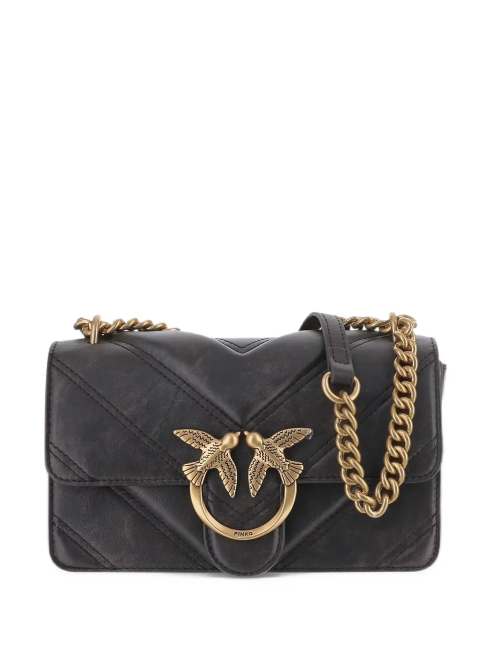 PINKO Borsa a spalla Love Birds trapuntata - Marrone