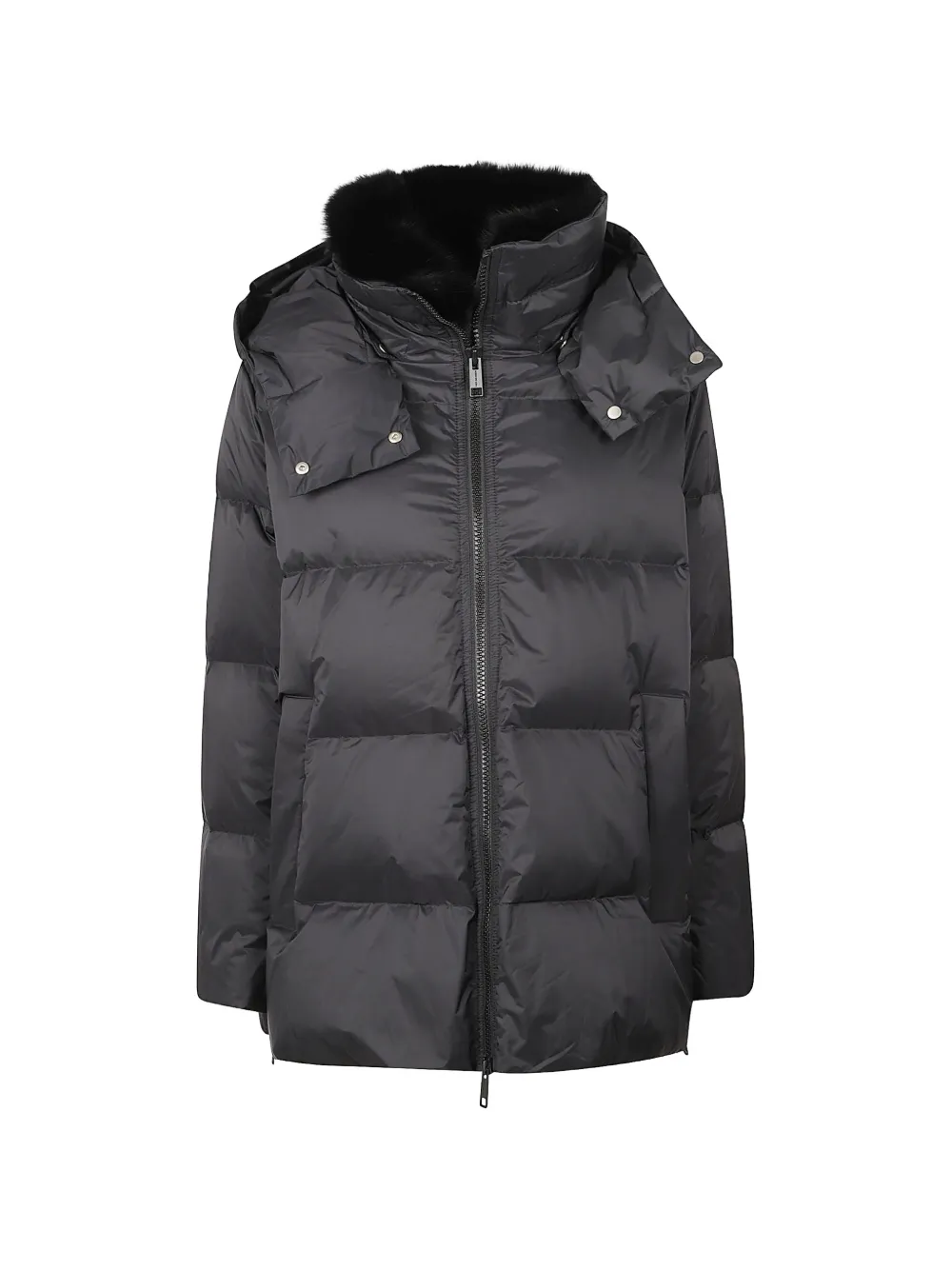 Yves Salomon fur-trim hooded jacket Zwart