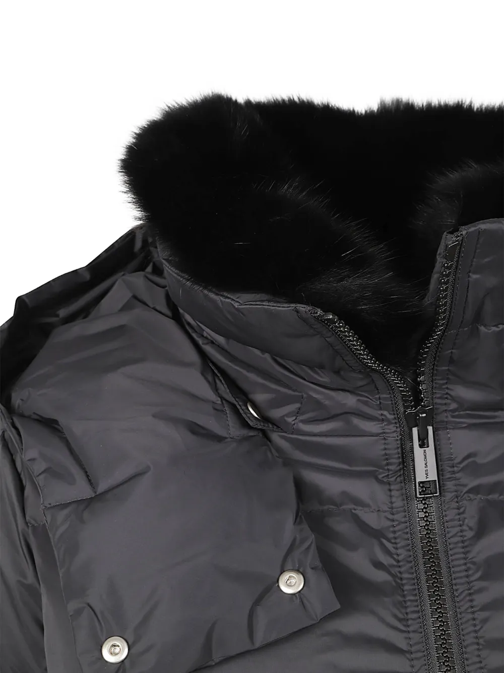 Yves Salomon fur-trim hooded jacket Zwart