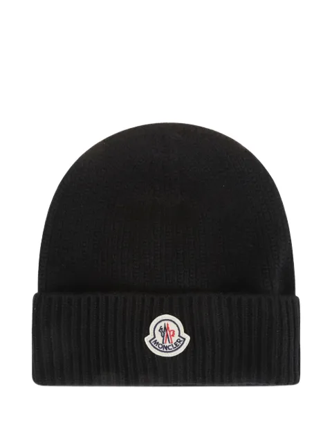 Moncler logo-patch beanie hat