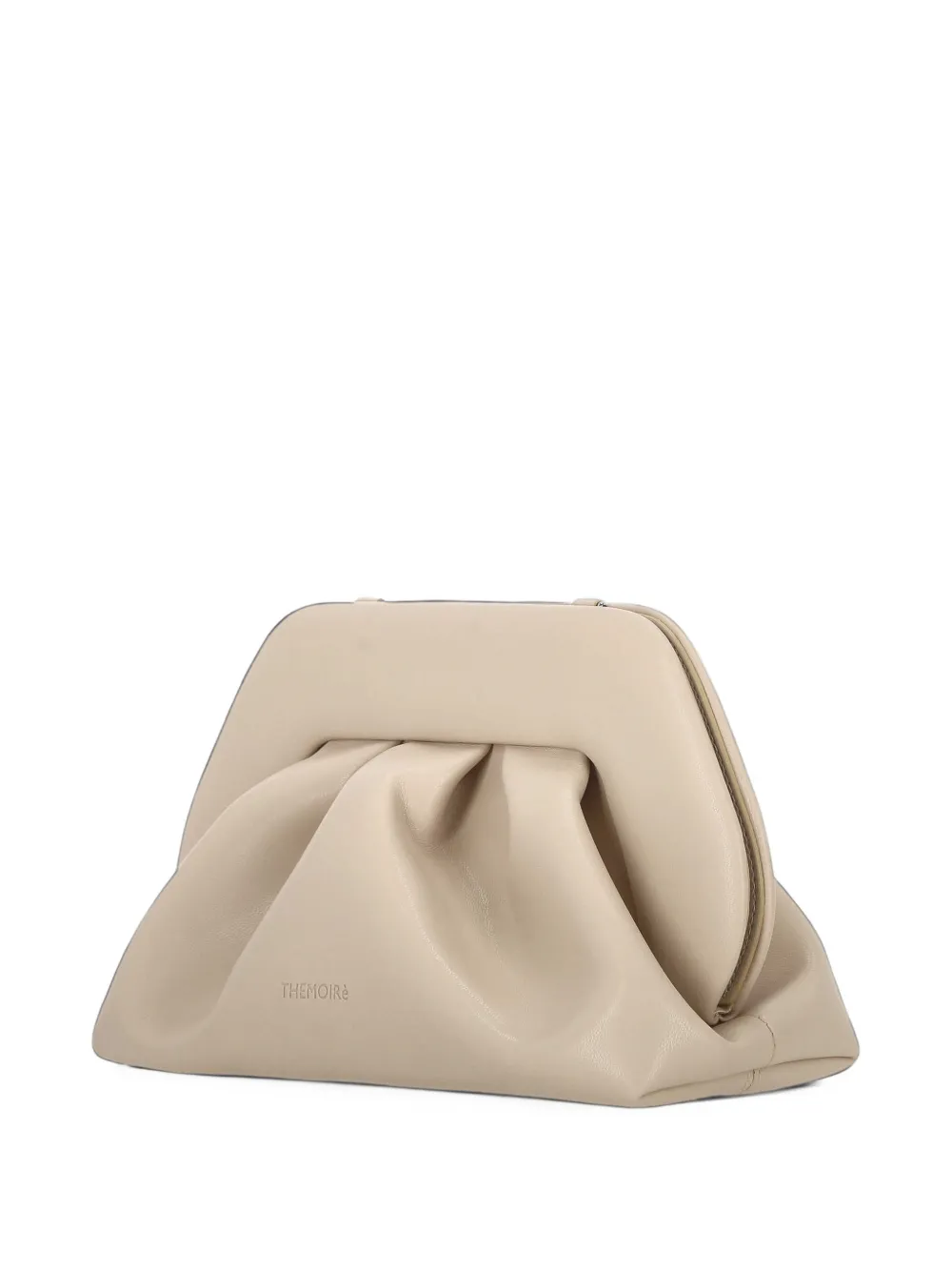 Themoirè ruched clutch bag Beige