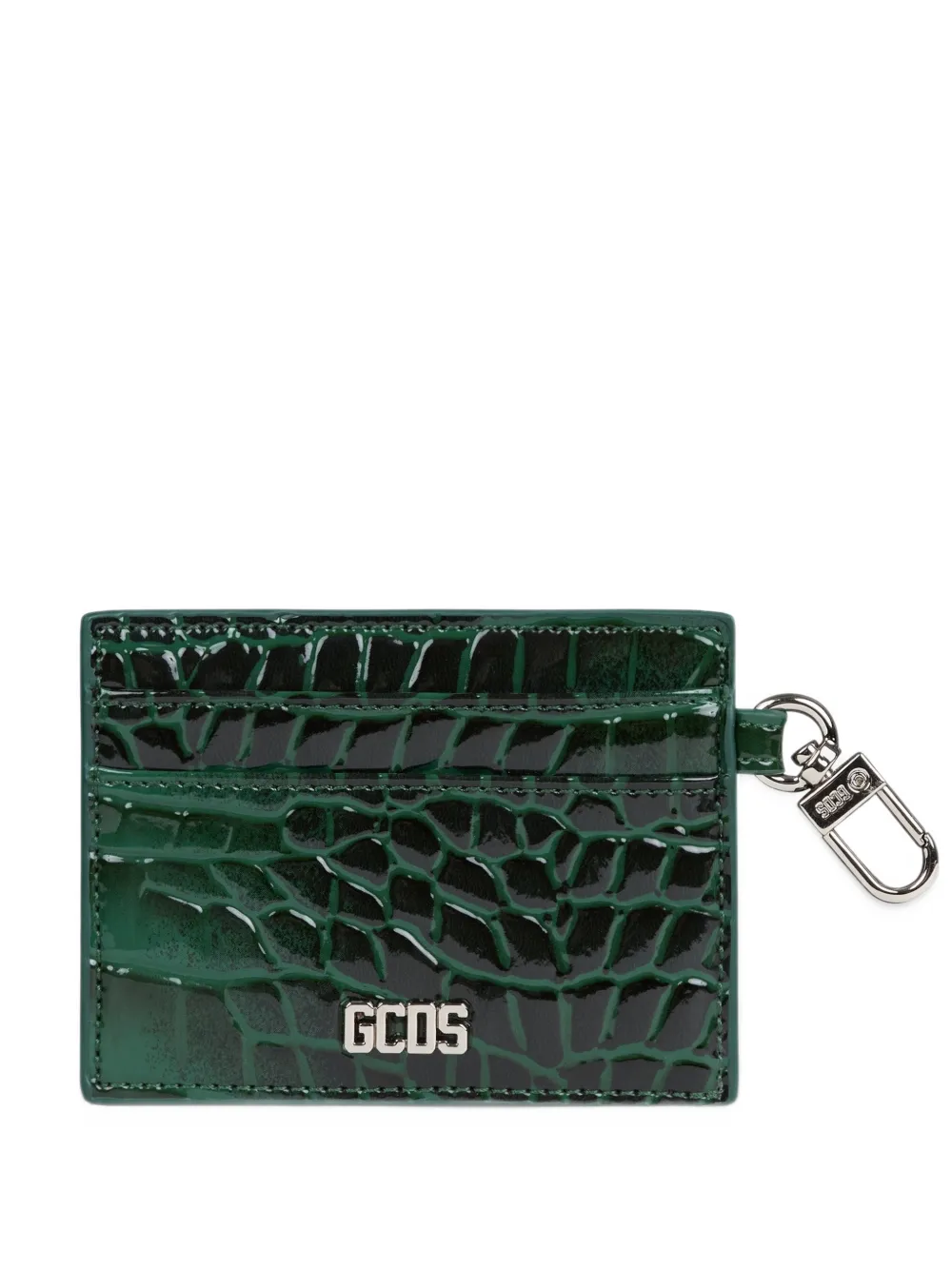 GCDS croc-effect logo-plaque cardholder - Verde