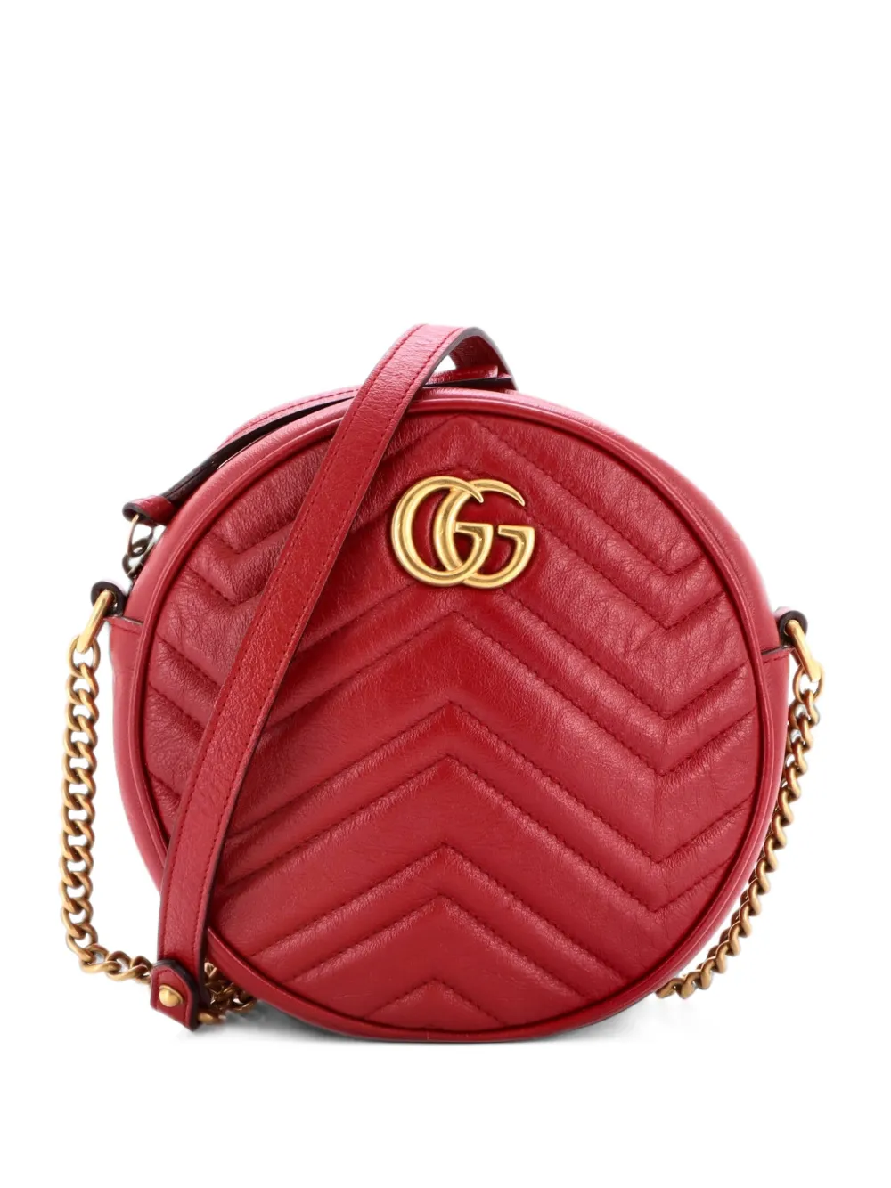 Receipt Editable Mini Gucci Pre-Owned GG Marmont Round Shoulder Bag Matelasse Leather Mini ...