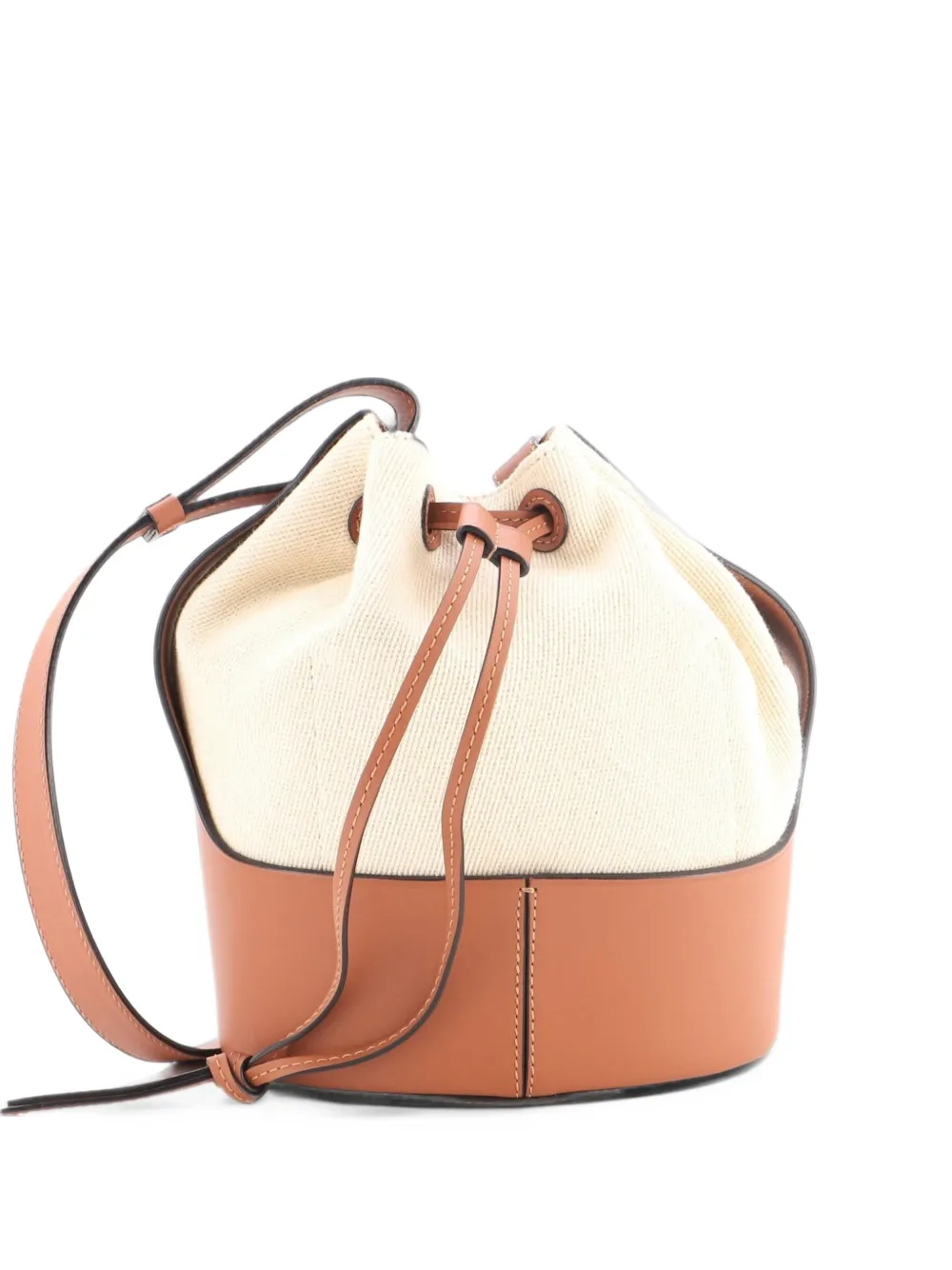 Loewe Pre-Owned Balloon Canvas and Leather Small bucket bag - Braun
