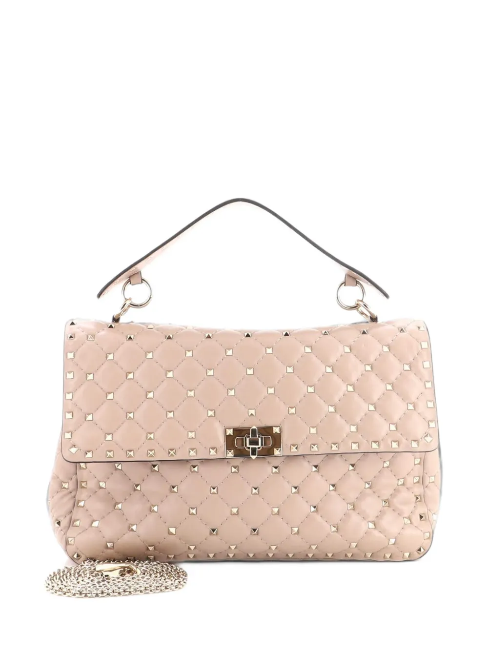 Valentino Garavani Pre-Owned Free Rockstud Spike Flap Bag Quilted Leather Large shoulder bag - Toni neutri