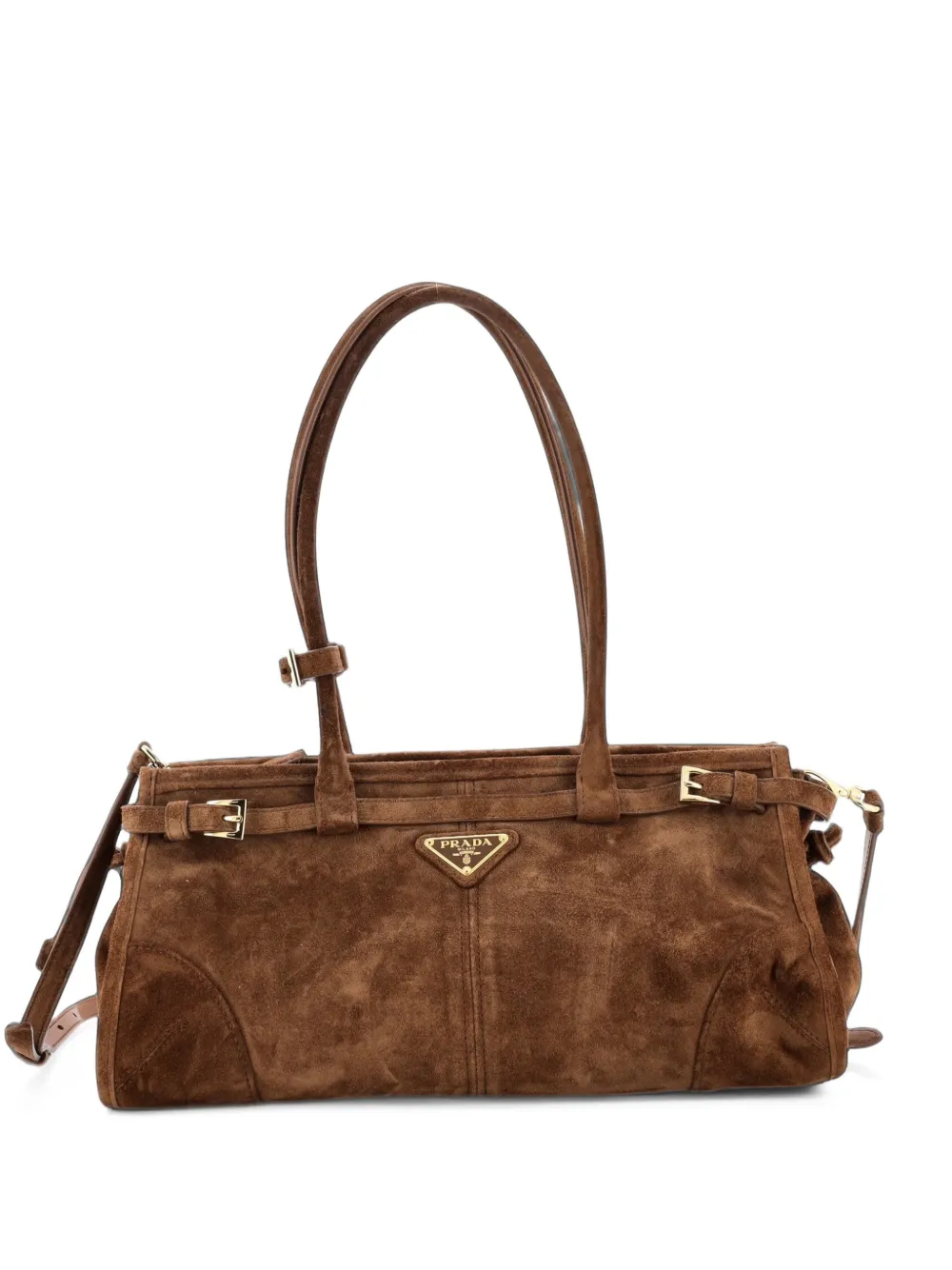 Prada Pre-Owned Bonnie Handbag Suede Medium shoulder bag - Marrone