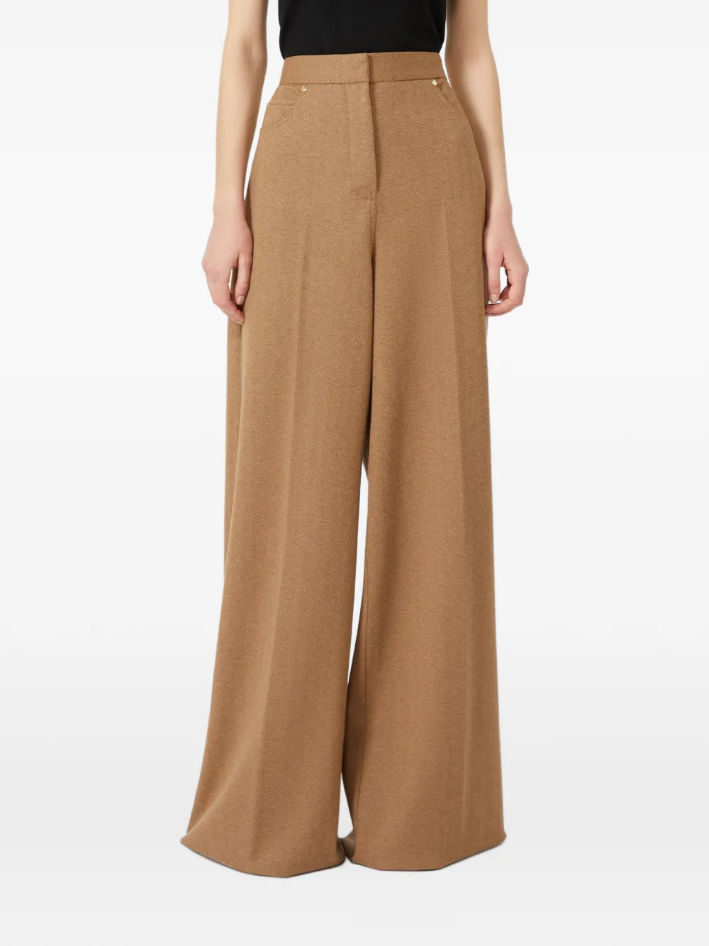 Max Mara herringbone wide-leg trousers Beige