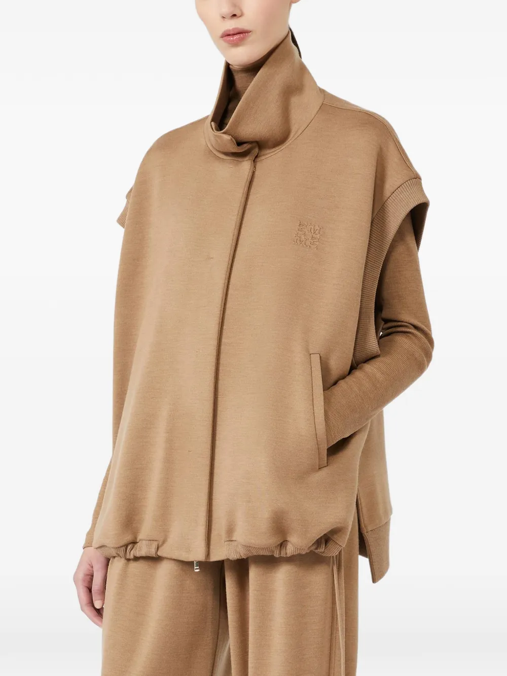 Max Mara oversized sleeveless wool jersey gilet - Neutrals