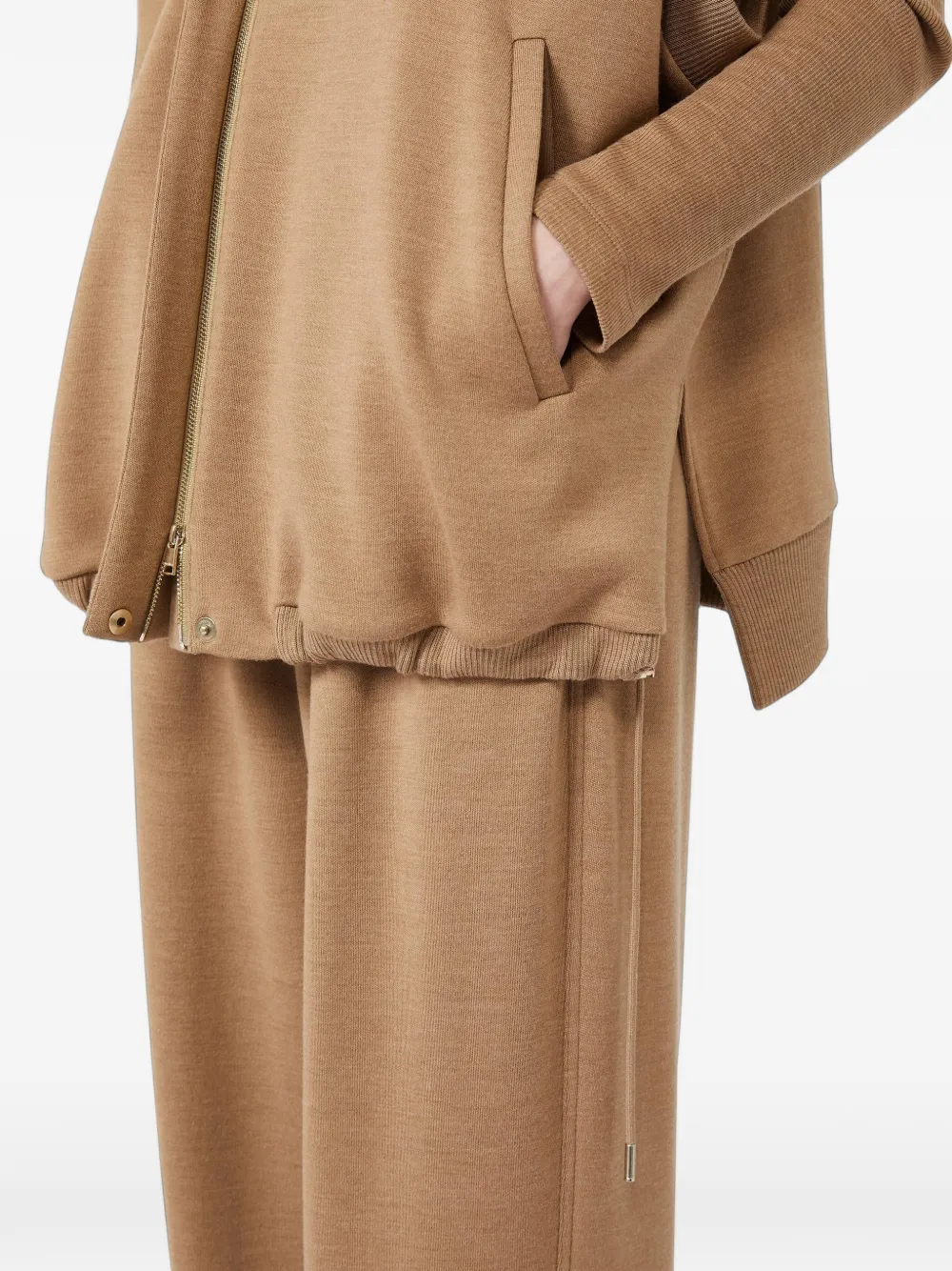 Max Mara oversized sleeveless wool jersey gilet Beige