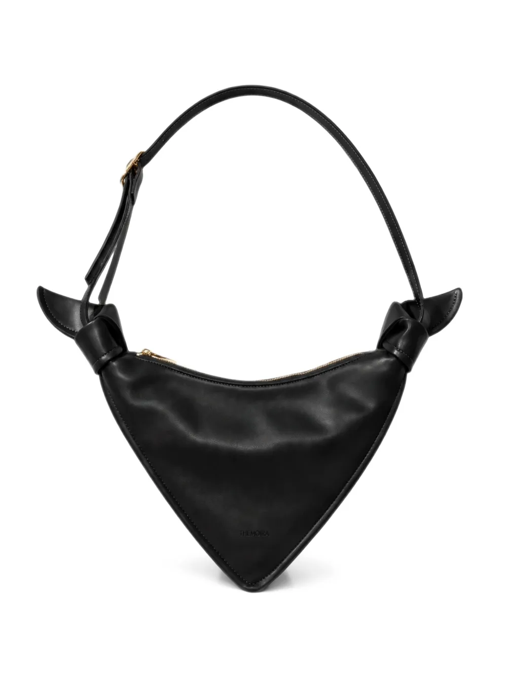 Themoirè knot-detail triangular shoulder bag - Nero