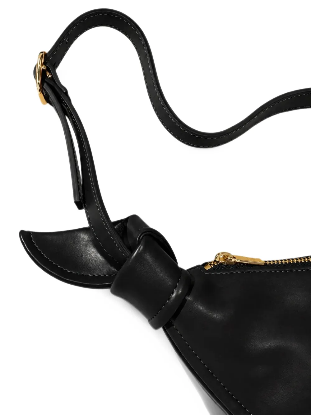 Themoirè knot-detail triangular shoulder bag Zwart