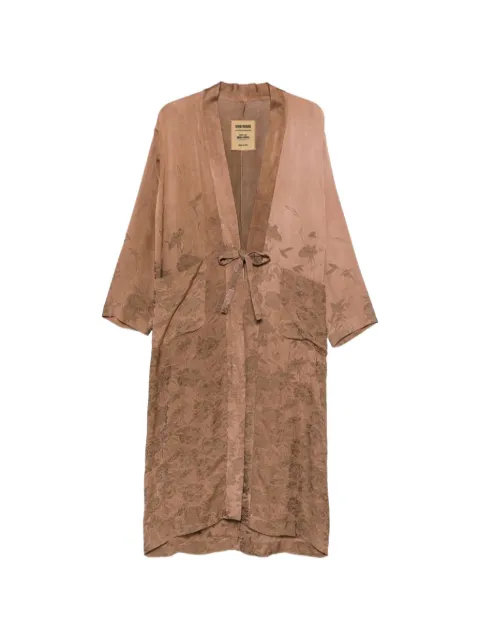 Uma Wang floral-jacquard tie-fastening coat