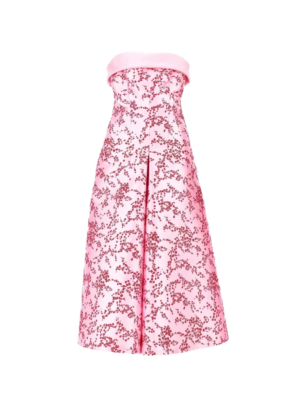 Alberta Ferretti floral-print strapless midi dress Roze
