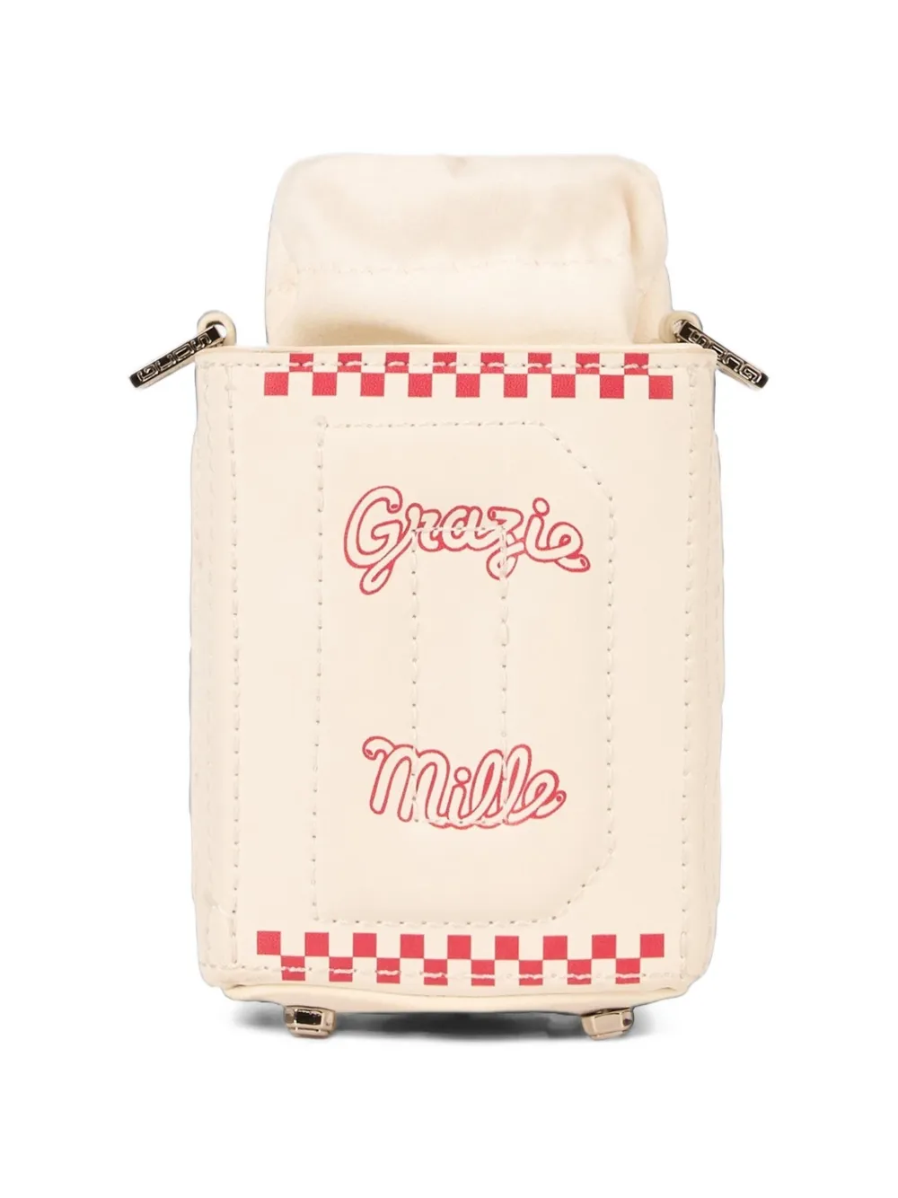 GCDS mini Dado graphic-print bucket bag Wit