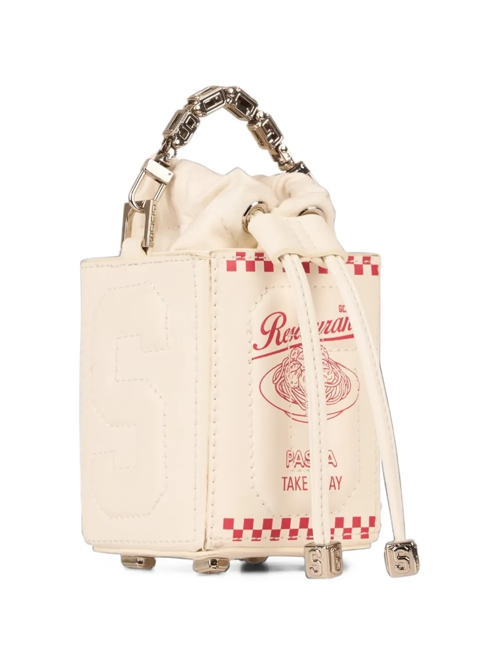 GCDS mini Dado graphic-print bucket bag Wit