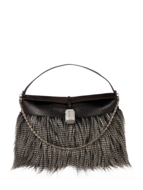 GCDS Mega Comma feather-effect fringed shoulder bag