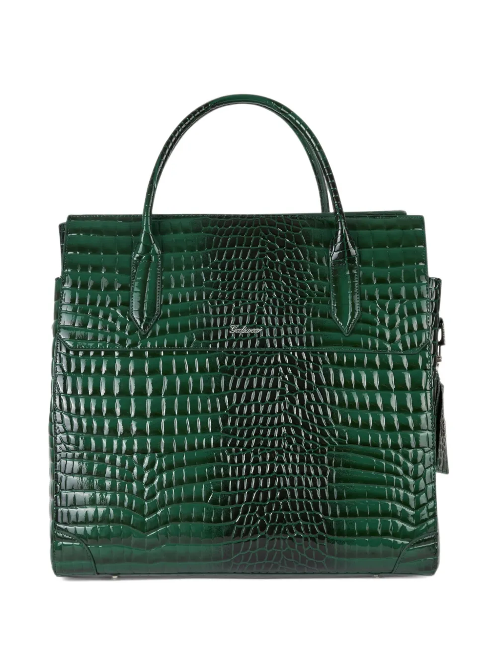 GCDS big Man Bag croc-effect logo-patch tote bag Groen
