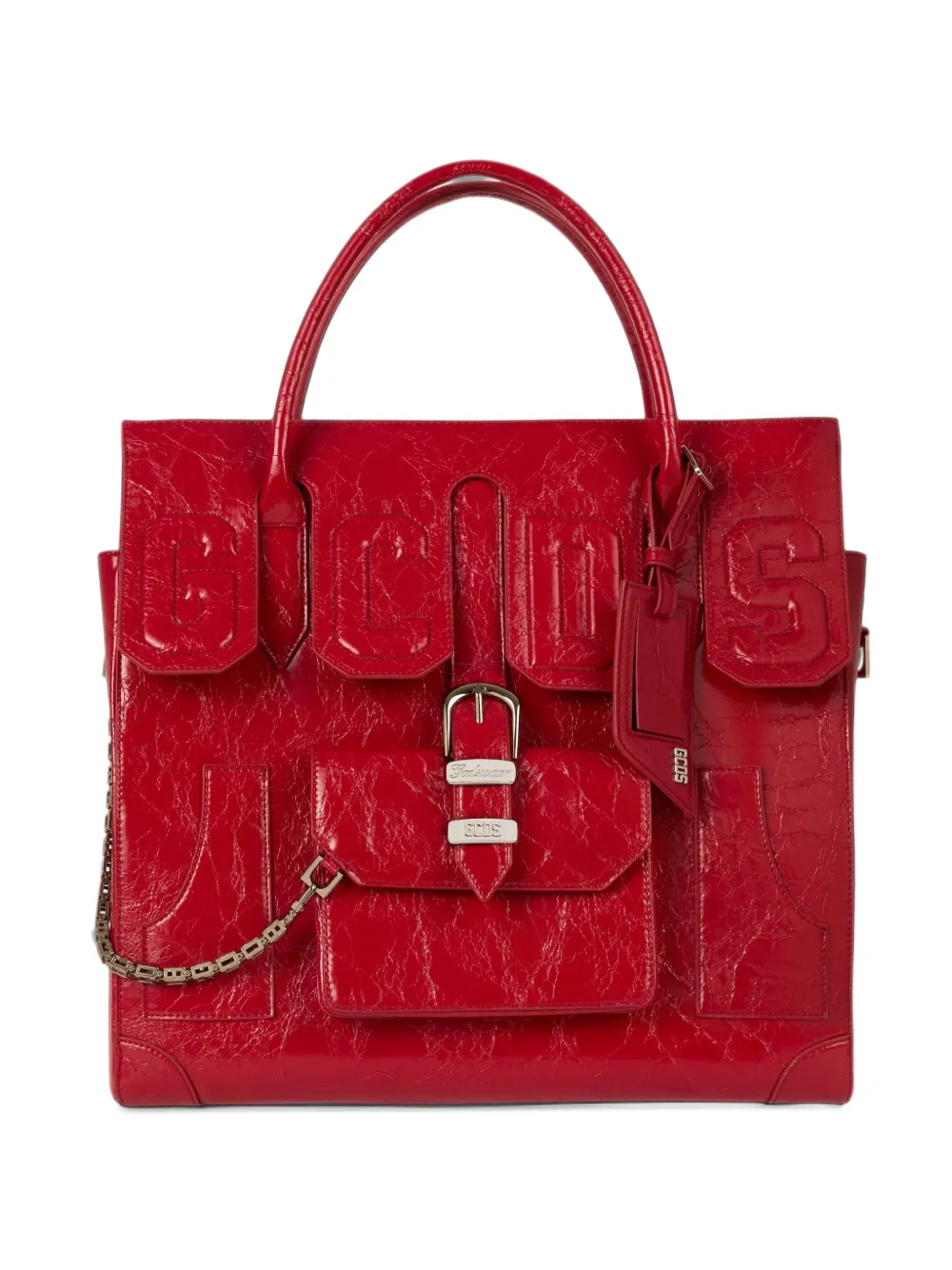 GCDS big Man Bag crocodile-effect tote bag - Rosso