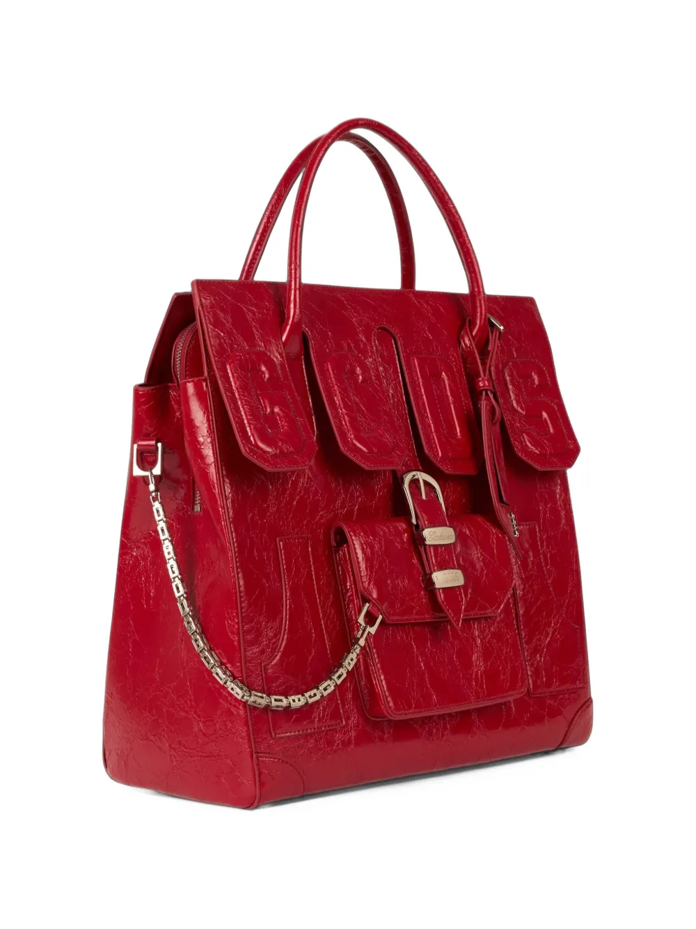 GCDS big Man Bag crocodile-effect tote bag Rood