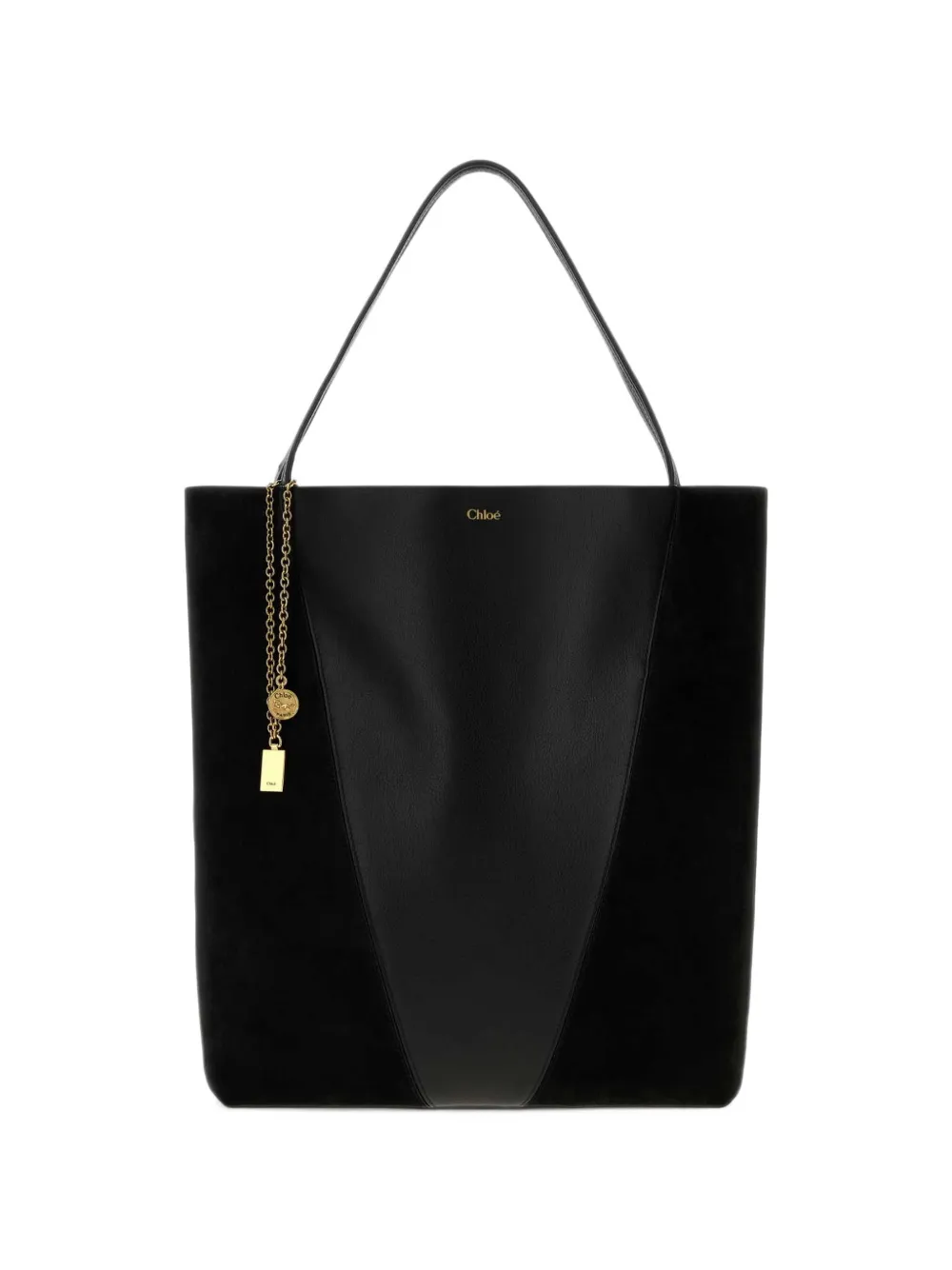 Chloé large Spin leather tote bag - Schwarz