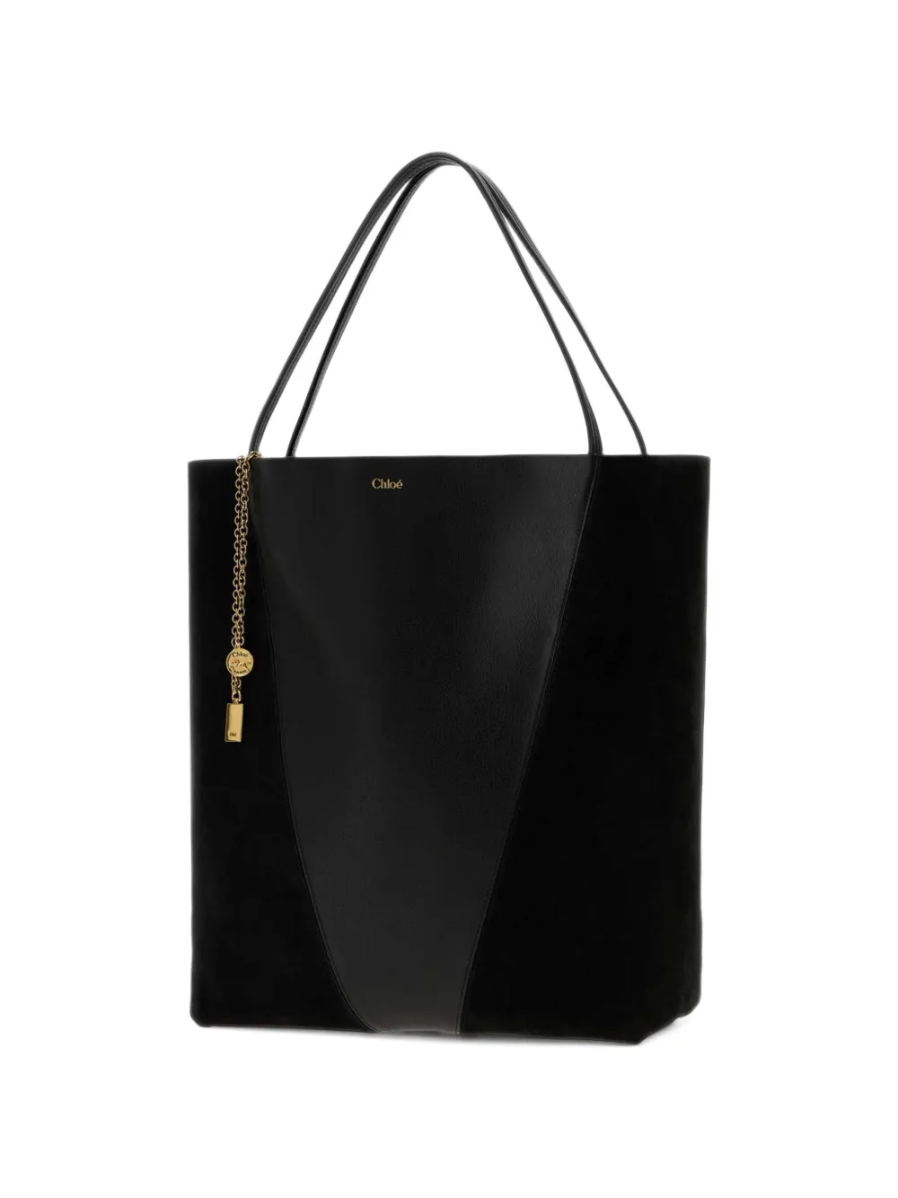 Chloé large Spin leather tote bag Zwart