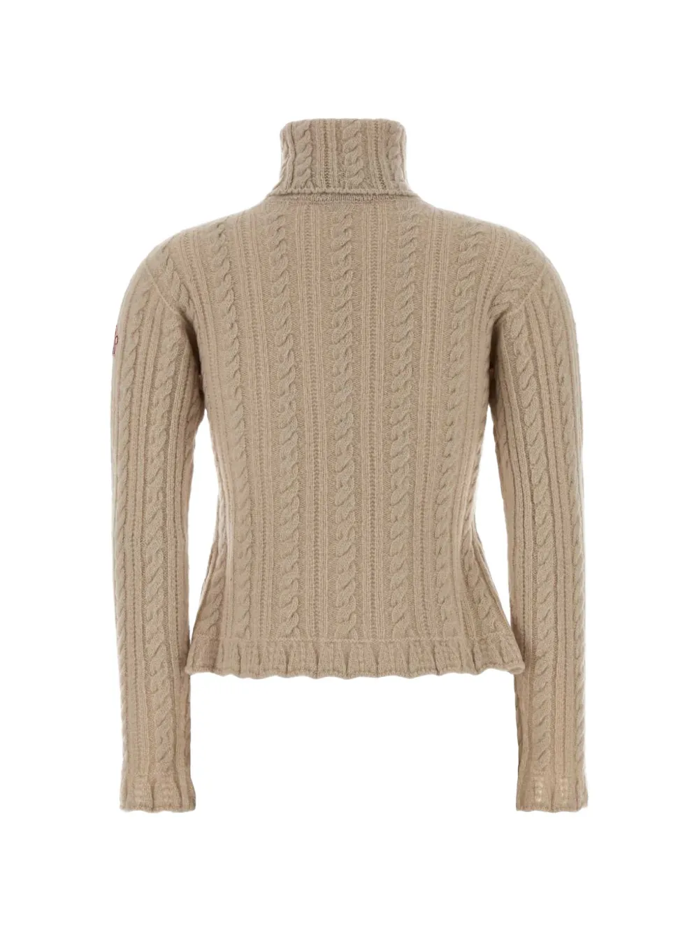 Moncler Grenoble ruffled-hem cable-knit sweater Beige