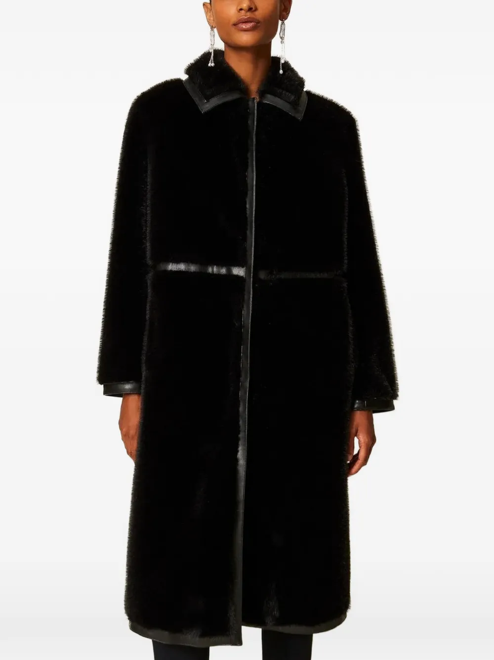 TWINSET faux-fur coat with collar Zwart