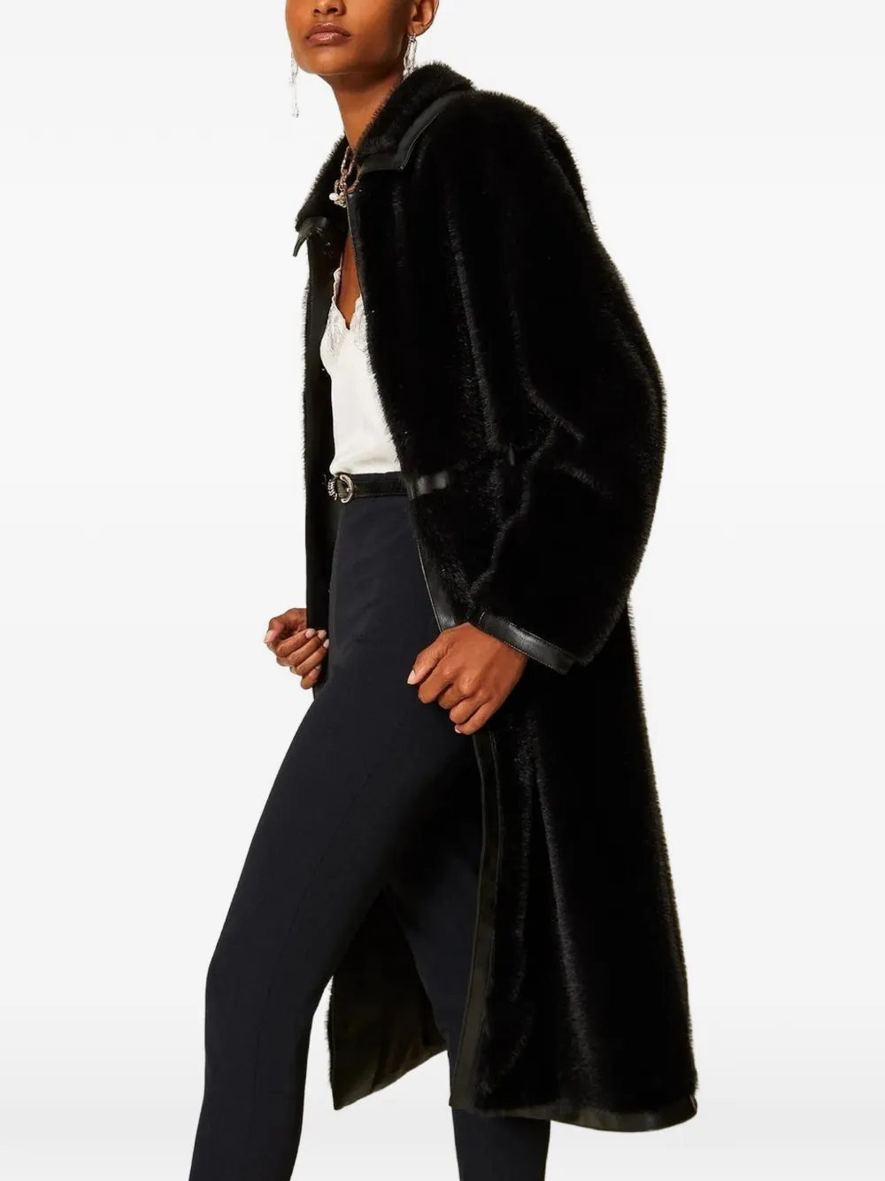 TWINSET faux-fur coat with collar Zwart
