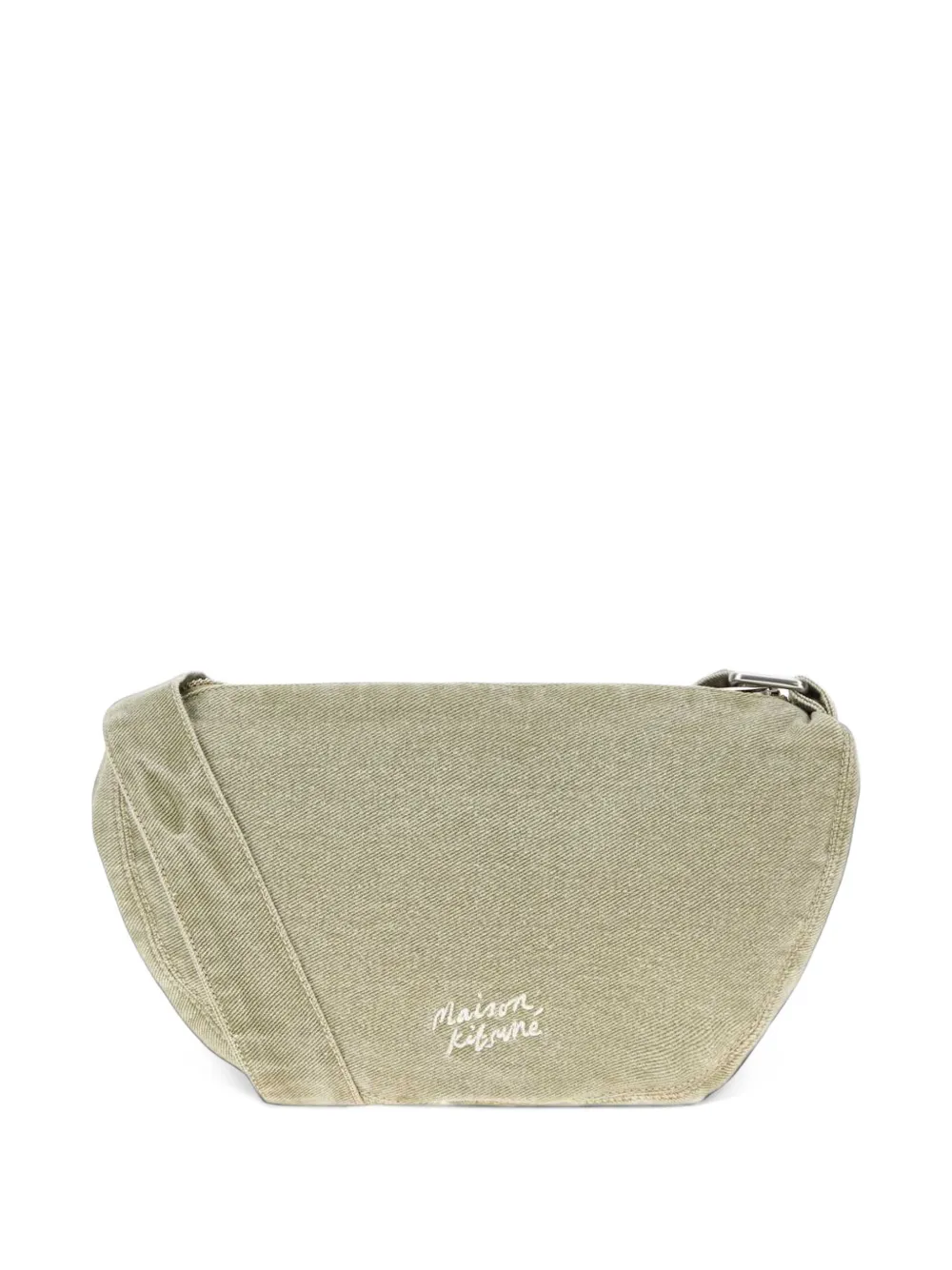 Maison Kitsuné fox-patch denim crossbody bag Beige