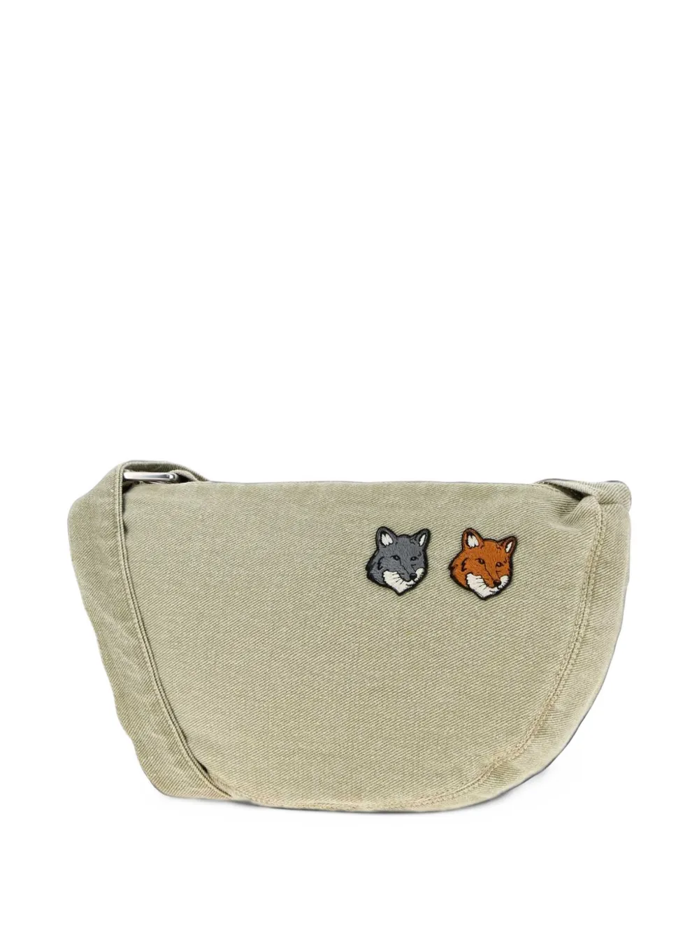Maison Kitsuné fox-patch denim crossbody bag Beige