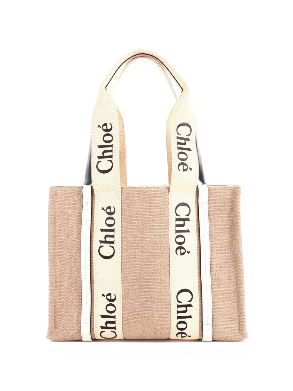 Chloé Pre-Owned Woody Canvas with Leather Medium tote bag - Nude