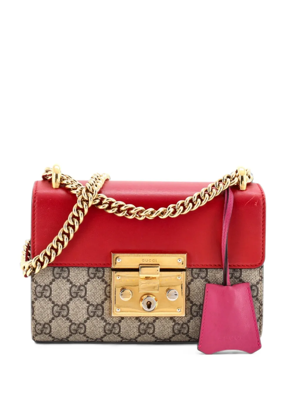 Gucci Pre-Owned Padlock Shoulder Bag GG Coated Canvas and Leather Small crossbody bag - Rosso