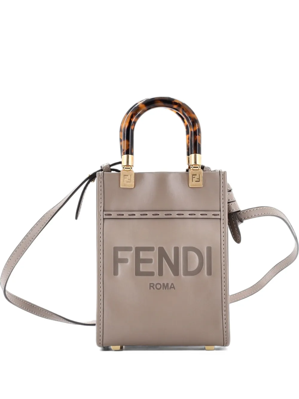 Fendi Pre-Owned Sunshine Shopper Tote Leather Mini crossbody bag - Braun