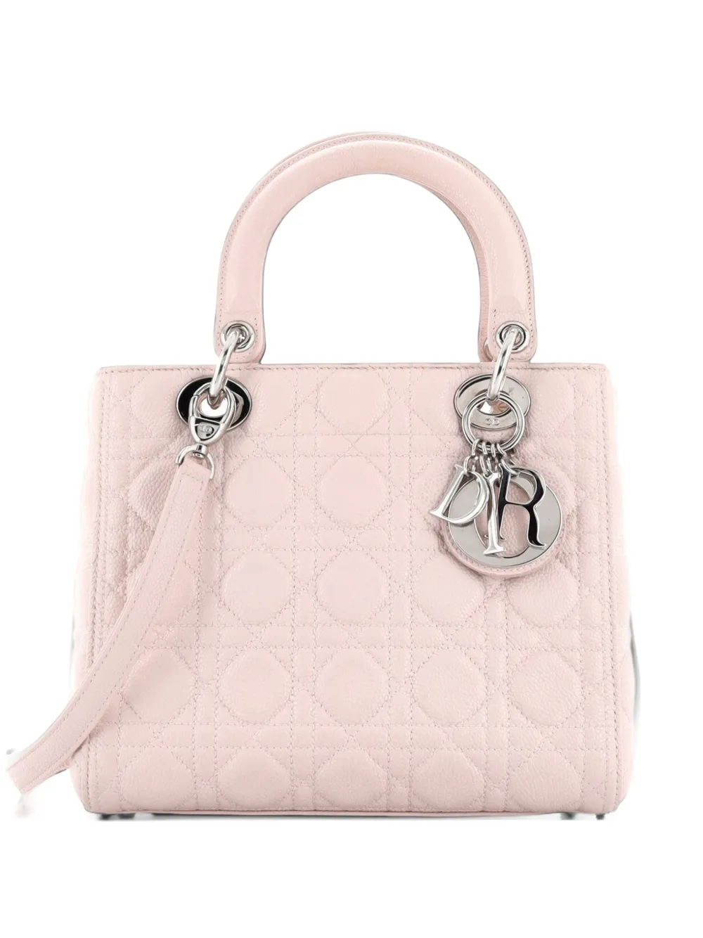 Christian Dior Pre-Owned Lady Dior Bag Cannage Quilt Grained Calfskin Medium satchel - Rosa