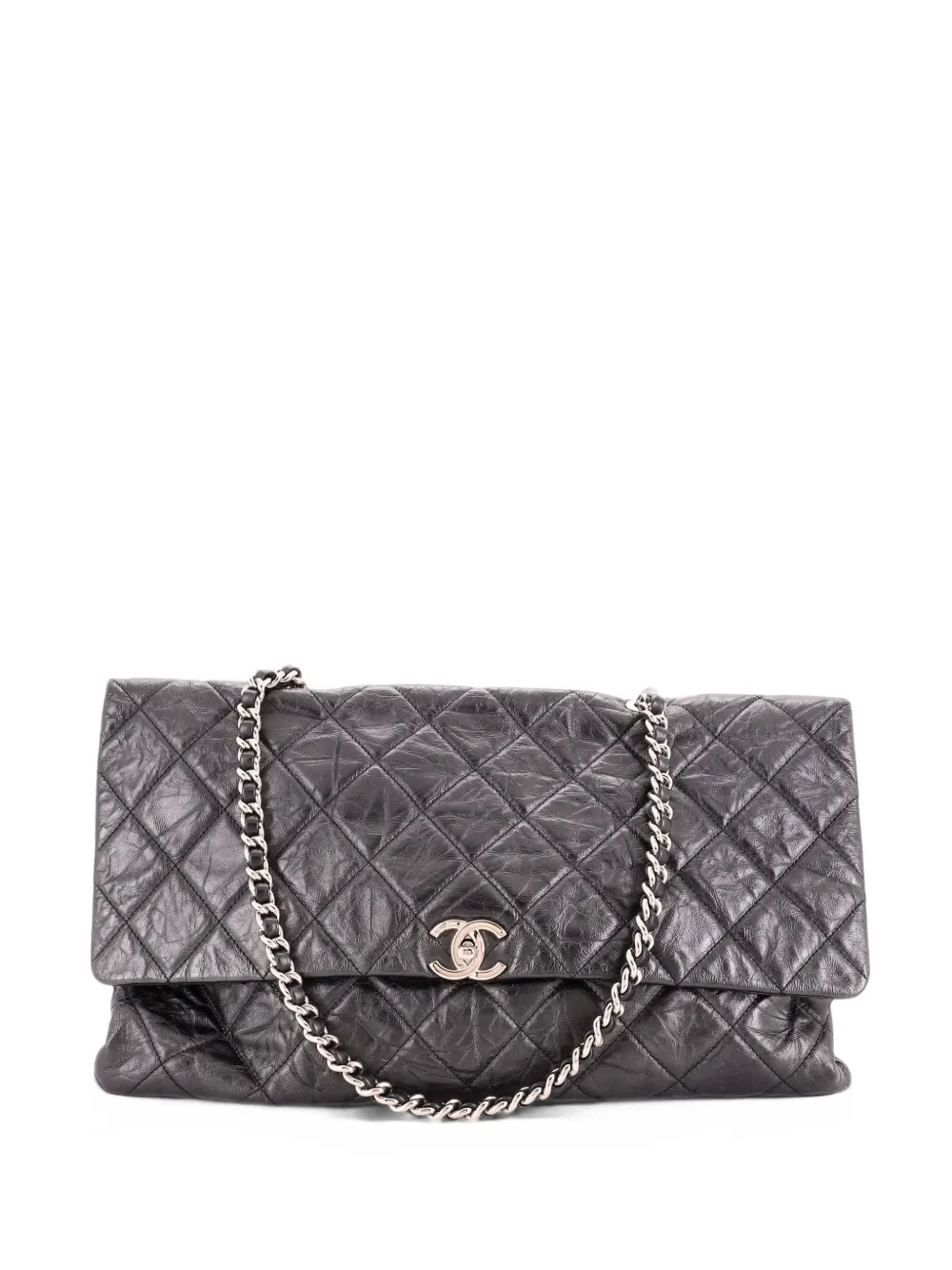 CHANEL Pre-Owned Big Bang Chain Flap Bag Quilted Metallic Crumpled Calfskin Large shoulder bag - Schwarz