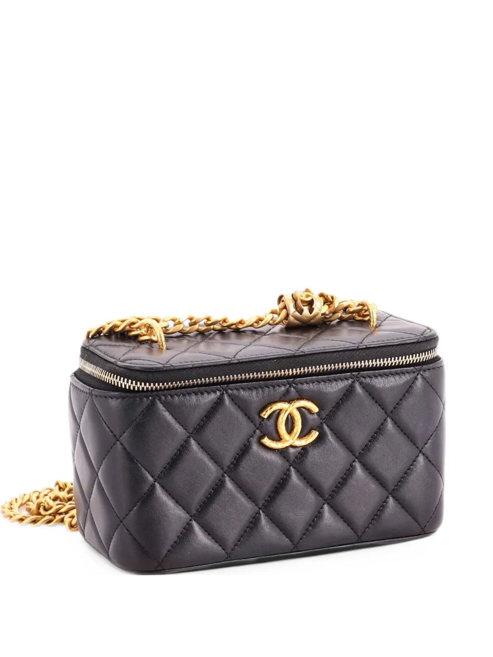 CHANEL Pre-Owned All Slide Long Vanity Case with Chain Quilted Lambskin Small crossbody bag - Black