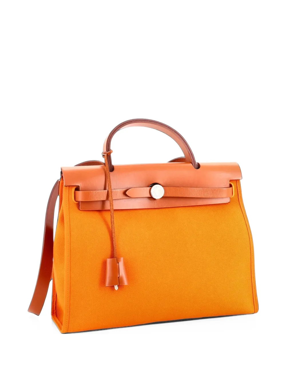 Hermès Pre-Owned Herbag Zip Leather and Toile 31 shoulder bag - Braun