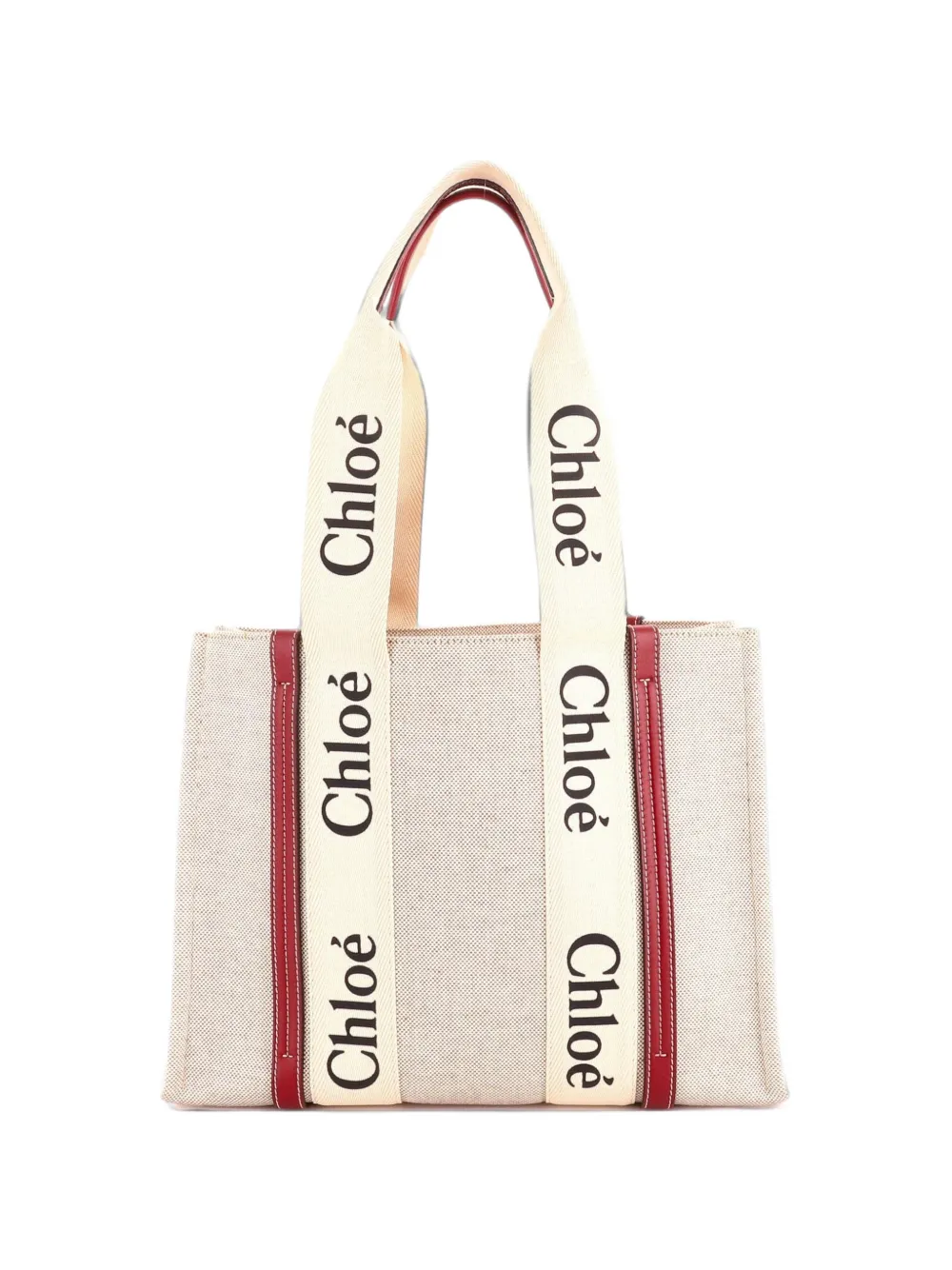 Chloé Pre-Owned Woody Canvas with Leather Medium tote bag - Nude