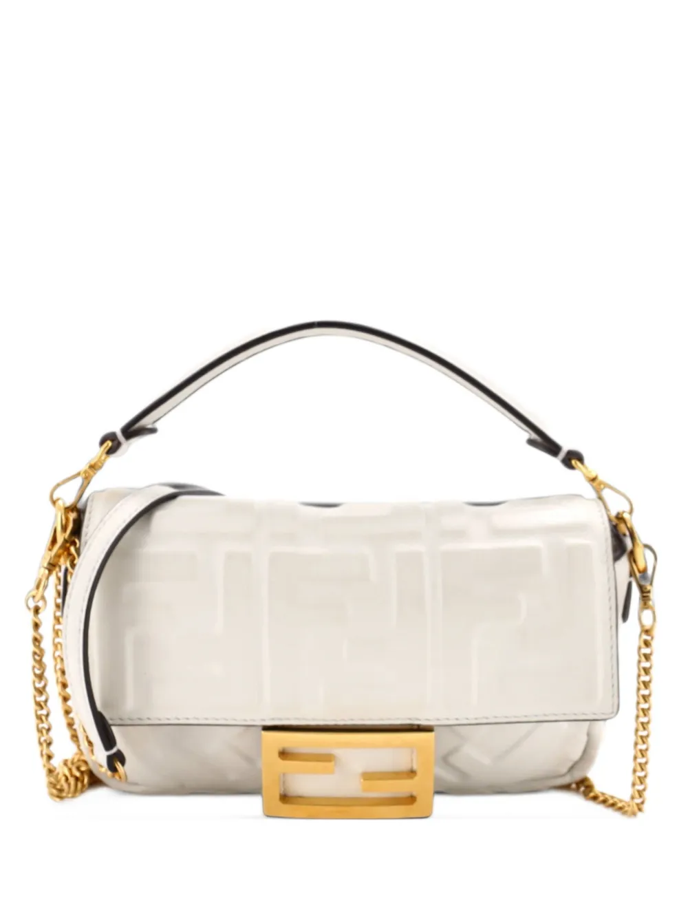 Fendi Pre-Owned Baguette NM Bag Zucca Embossed Leather Mini crossbody bag - Weiß
