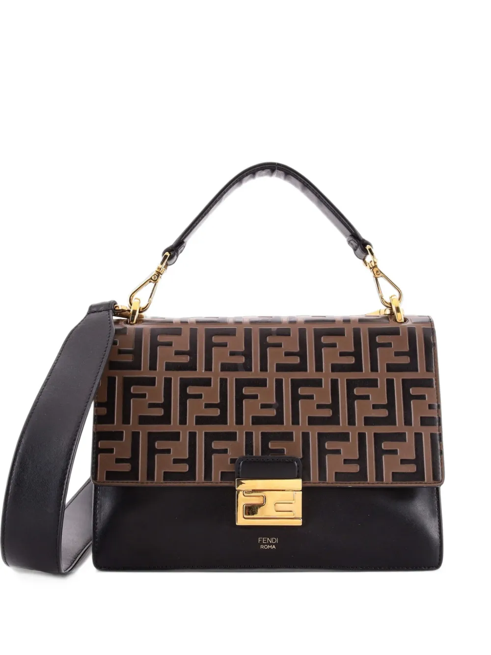 Fendi Pre-Owned Kan U Zucca Embossed Leather Medium shoulder bag - Schwarz