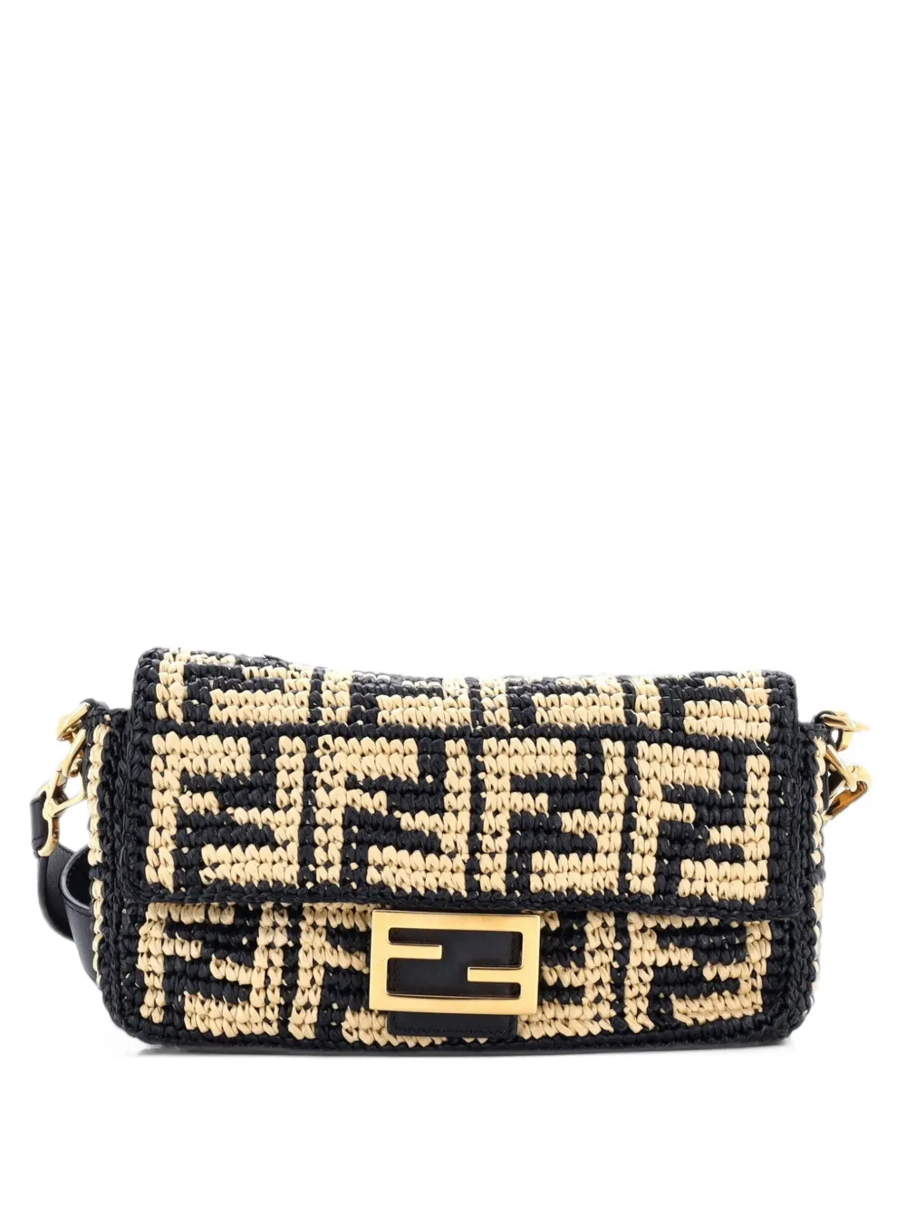Fendi Pre-Owned Baguette NM Bag Zucca Raffia Medium crossbody bag - Braun