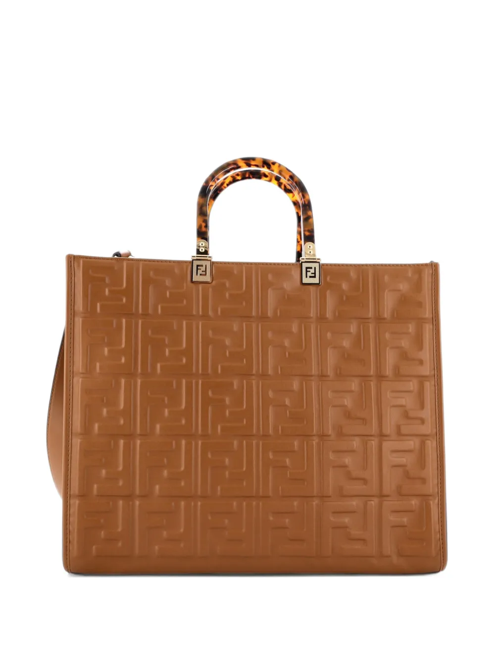 Fendi Pre-Owned Sunshine Shopper Zucca Embossed Leather Medium tote bag - Braun