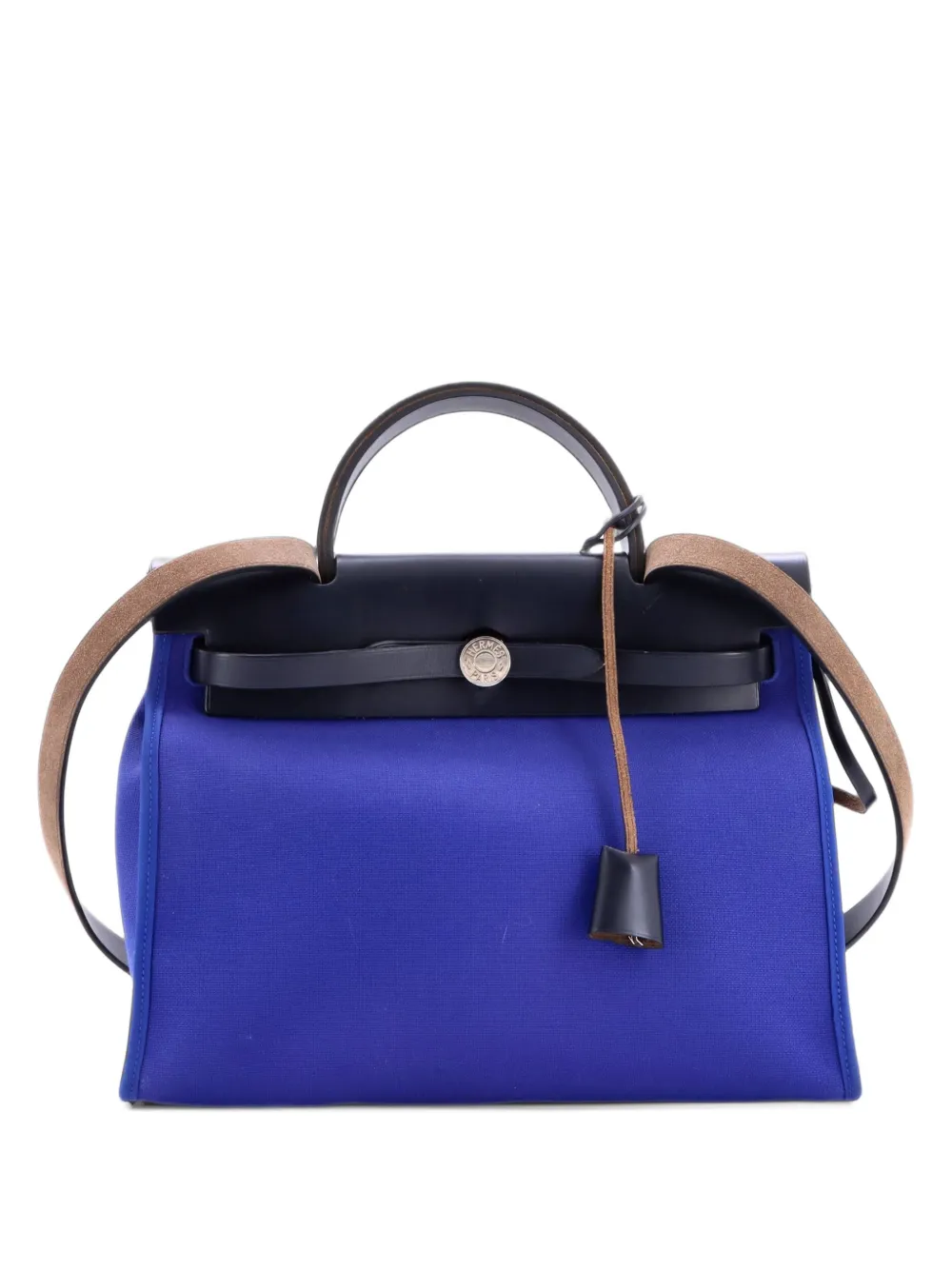 Hermès Pre-Owned Herbag Zip Leather and Toile 31 shoulder bag - Blue