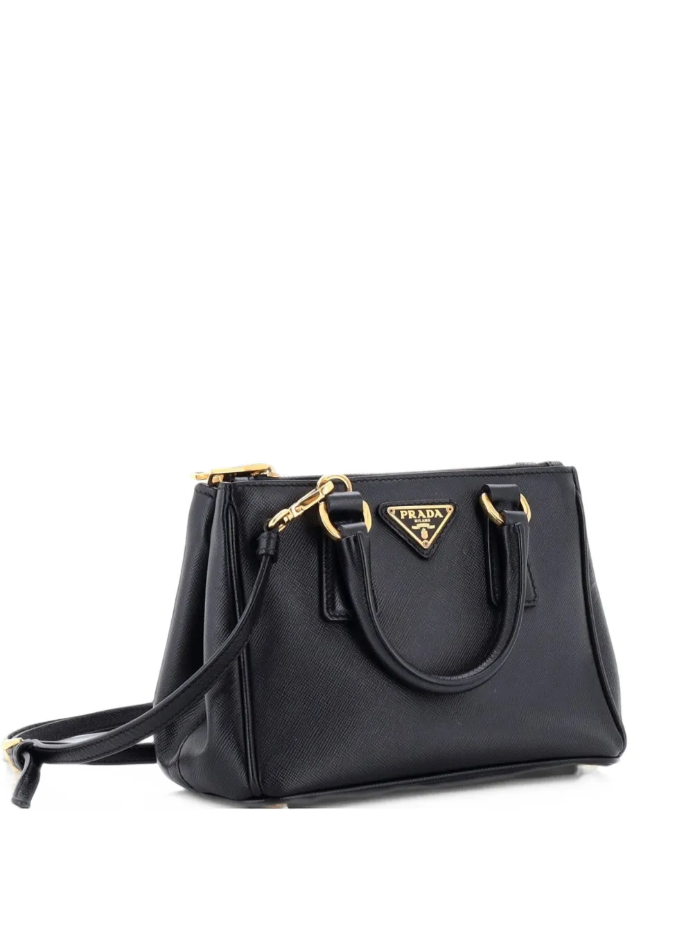 Prada Pre-Owned Galleria Double Zip Tote Saffiano Leather Mini crossbody bag - Nero